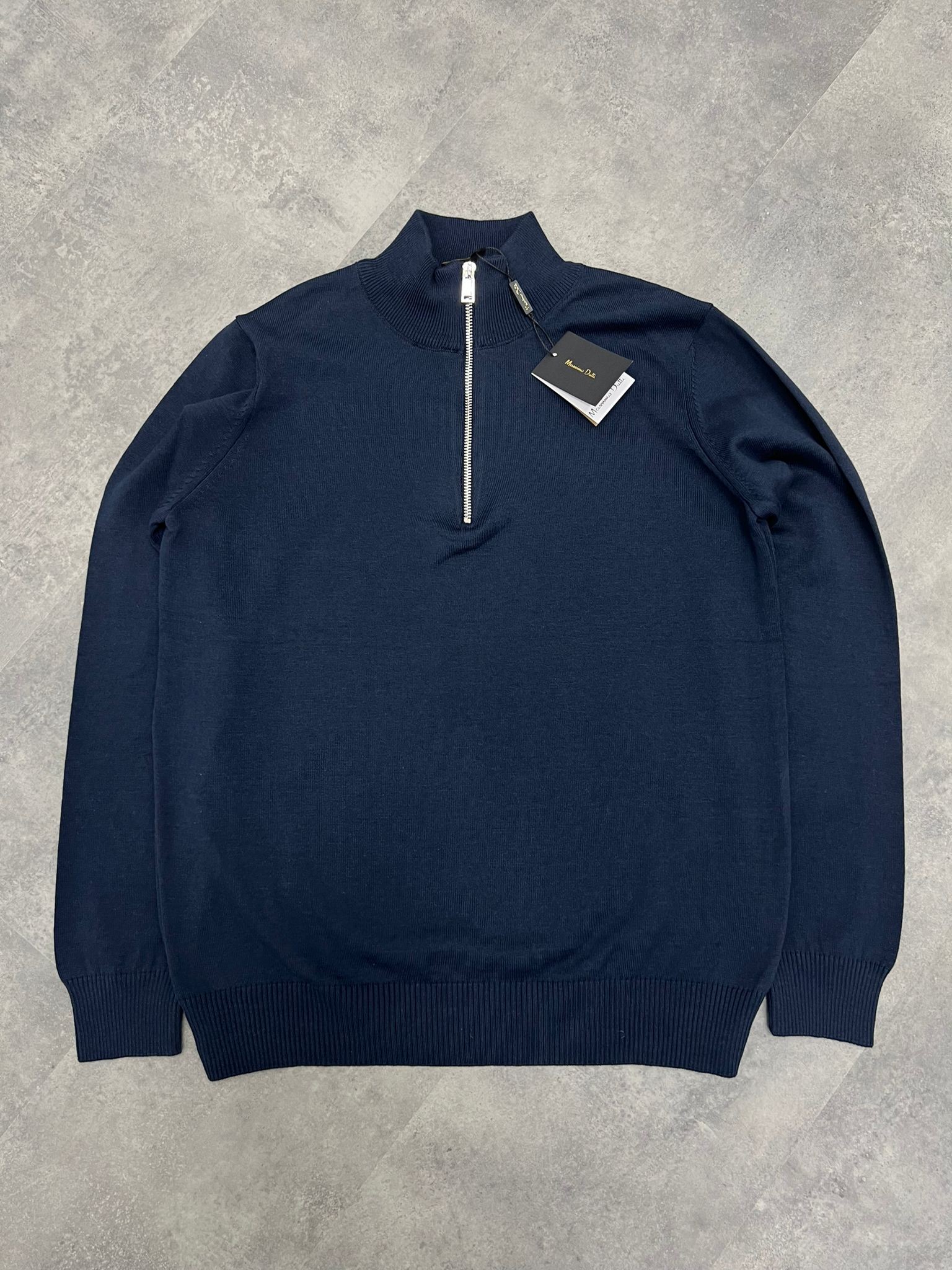 Yeni Sezon Organik Pamuk Triko Yarım Fermuarlı Sweatshirt - LACİVERT