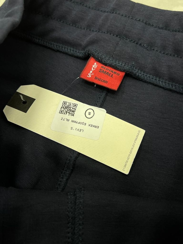 Double Face Navy Blue Nakış Logo Jogger