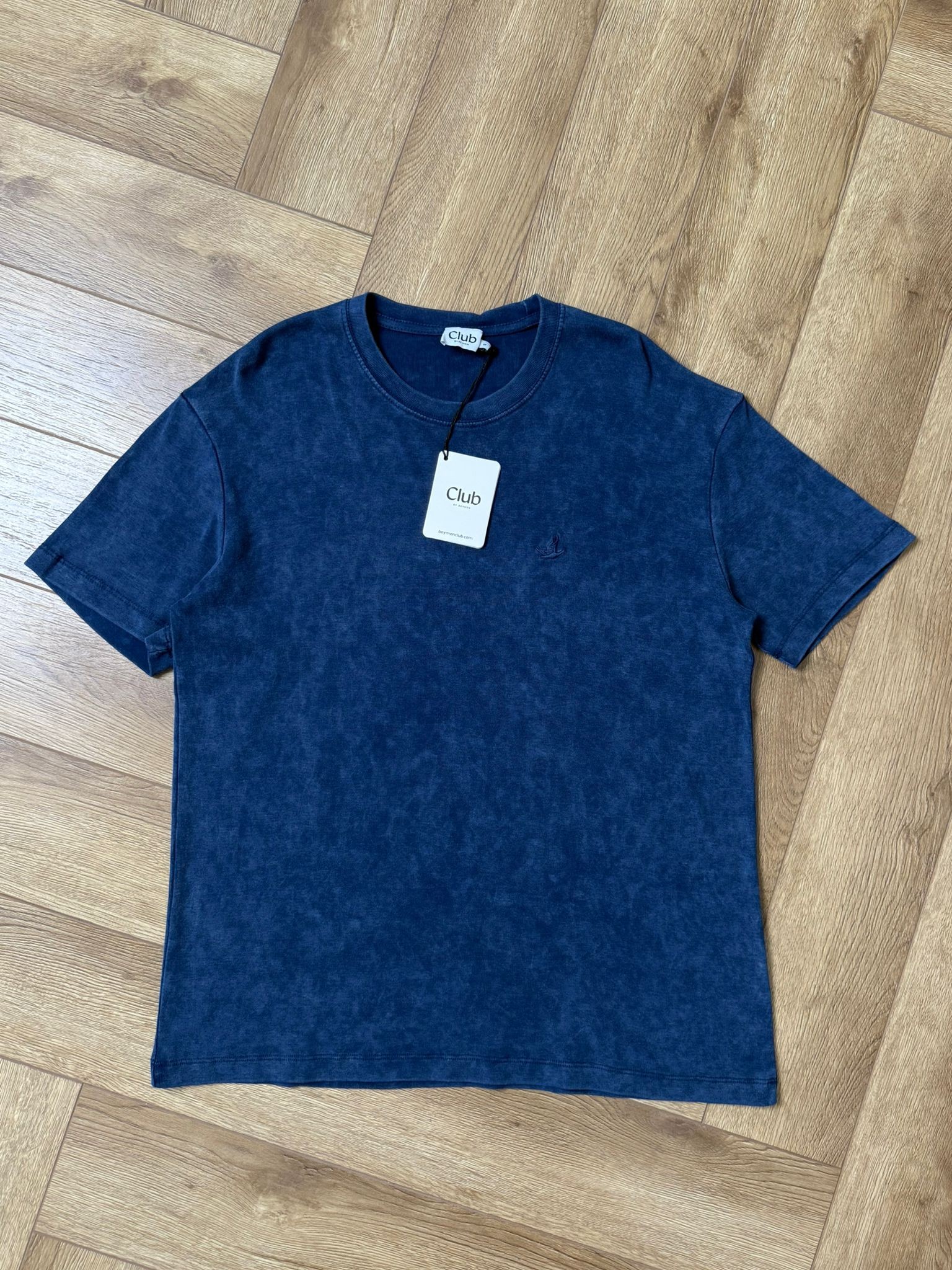 Yeni Sezon Yıkamalı Basic Mini Logo  T-shirt - LACİVERT