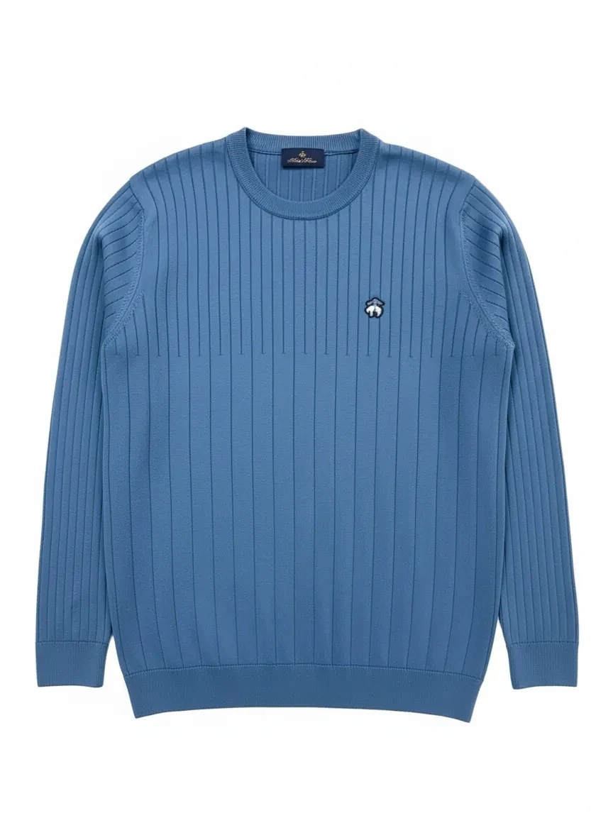 Yeni Sezon Özel Örgü Mini Logo Triko - MAVİ