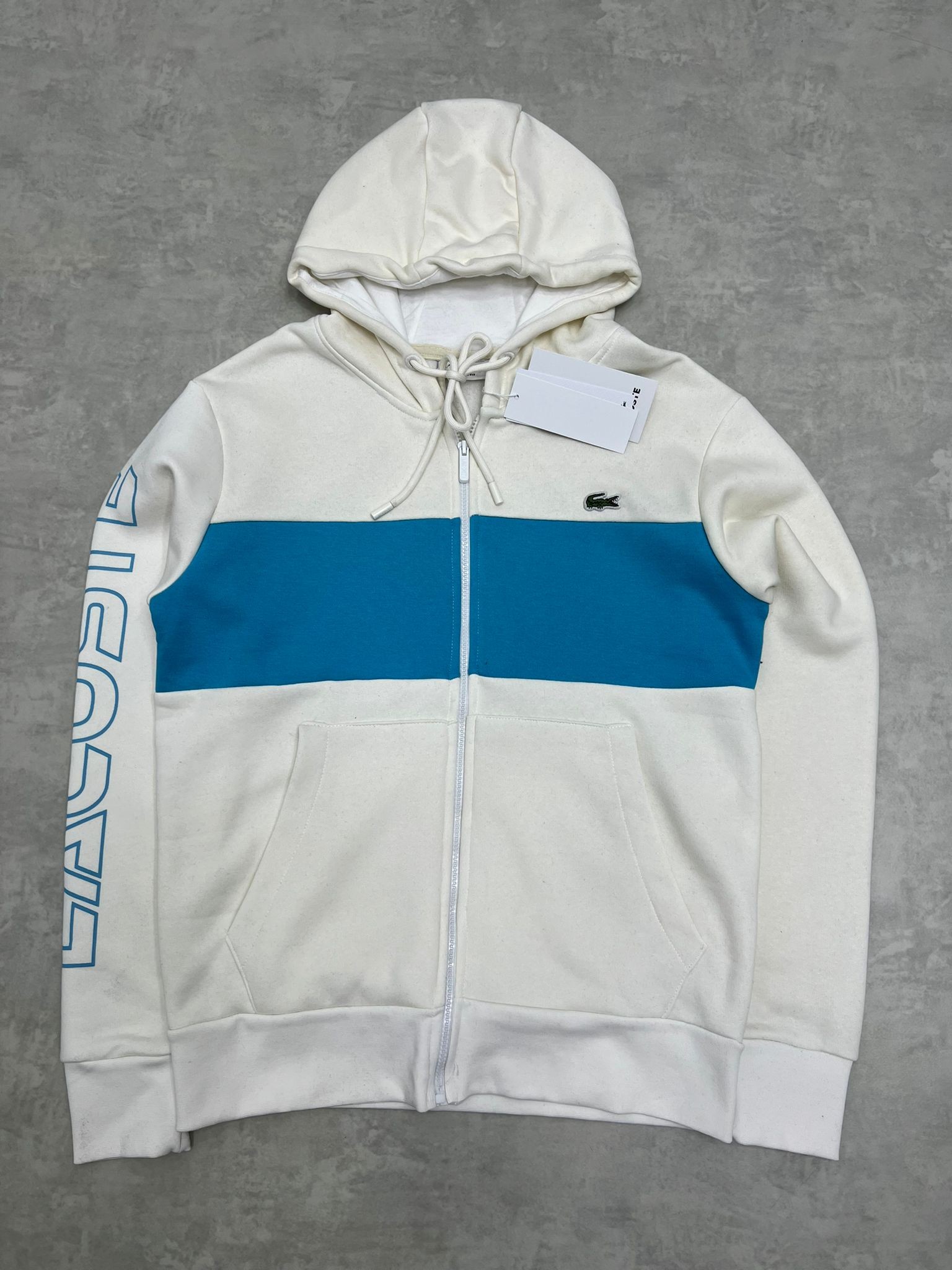 Limited Edition Kol Detaylı Tam Fermuarlı Özel Seri Cream/Blue Ceket
