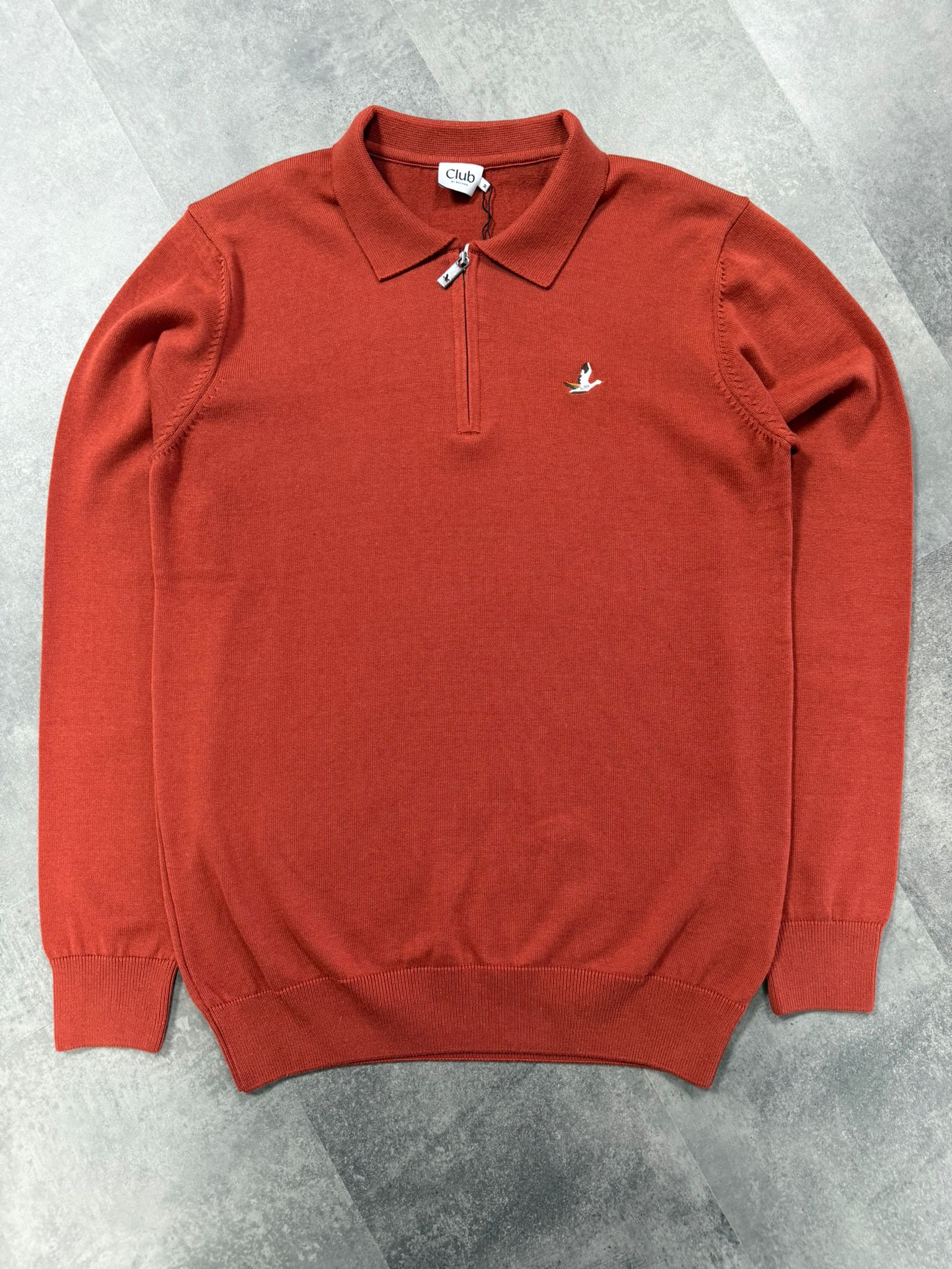 Yeni Sezon Premium Triko Yarım Fermuarlı Sweatshirt - TURUNCU