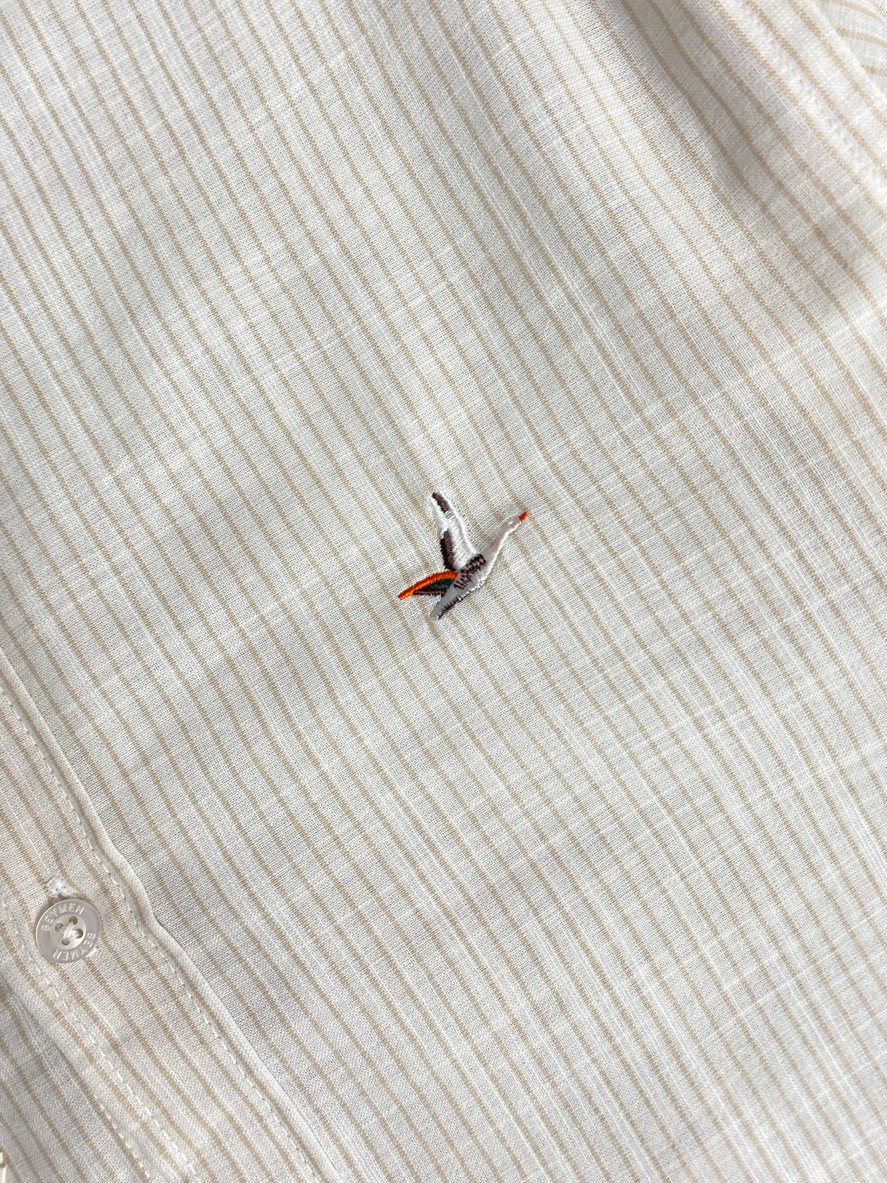 Yeni Sezon İnce Çizgi Detaylı Keten Gömlek