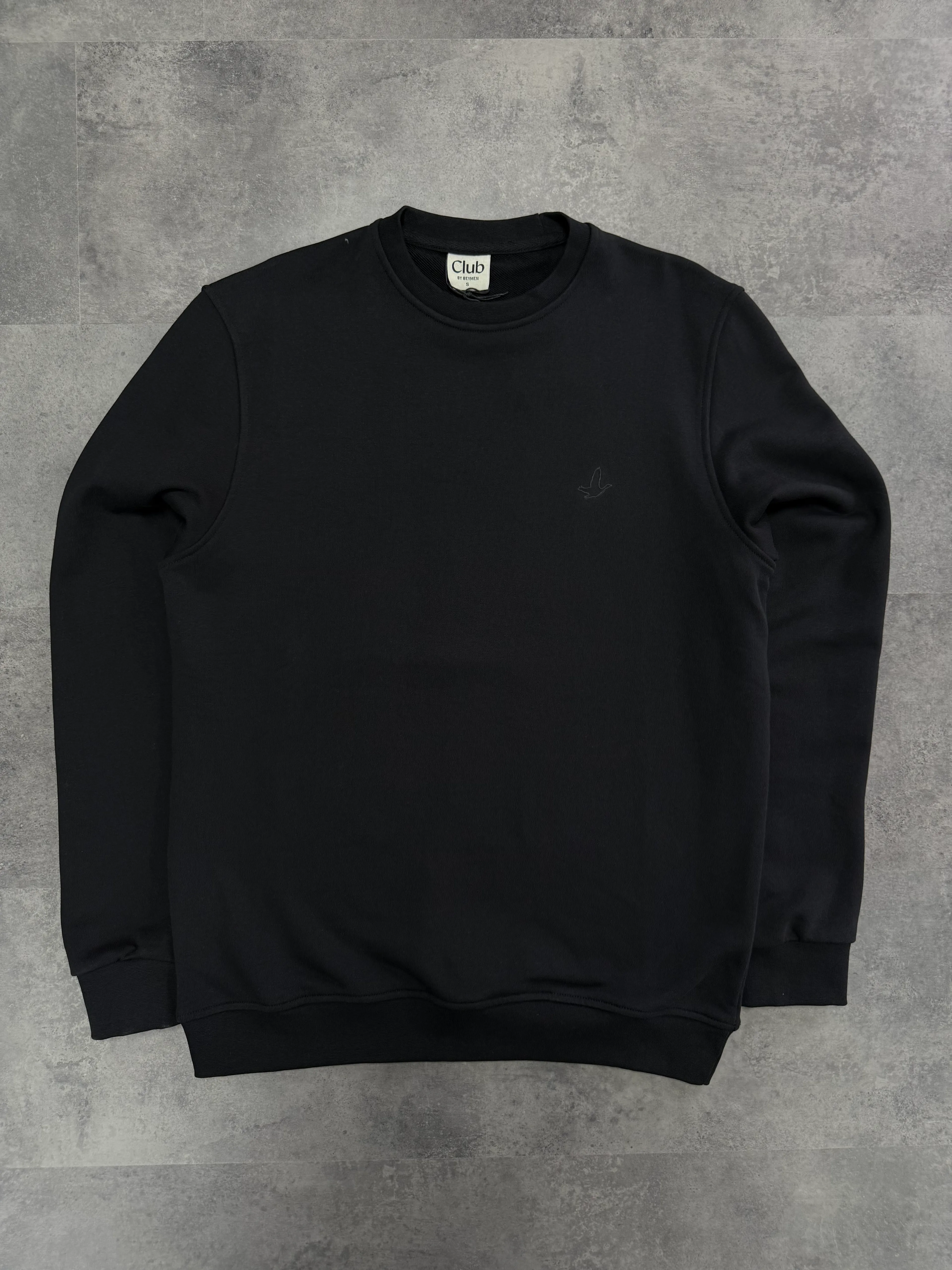 Yeni Sezon Üç İplik Diogonel Ton To Tone Logo Sweatshirt - SİYAH