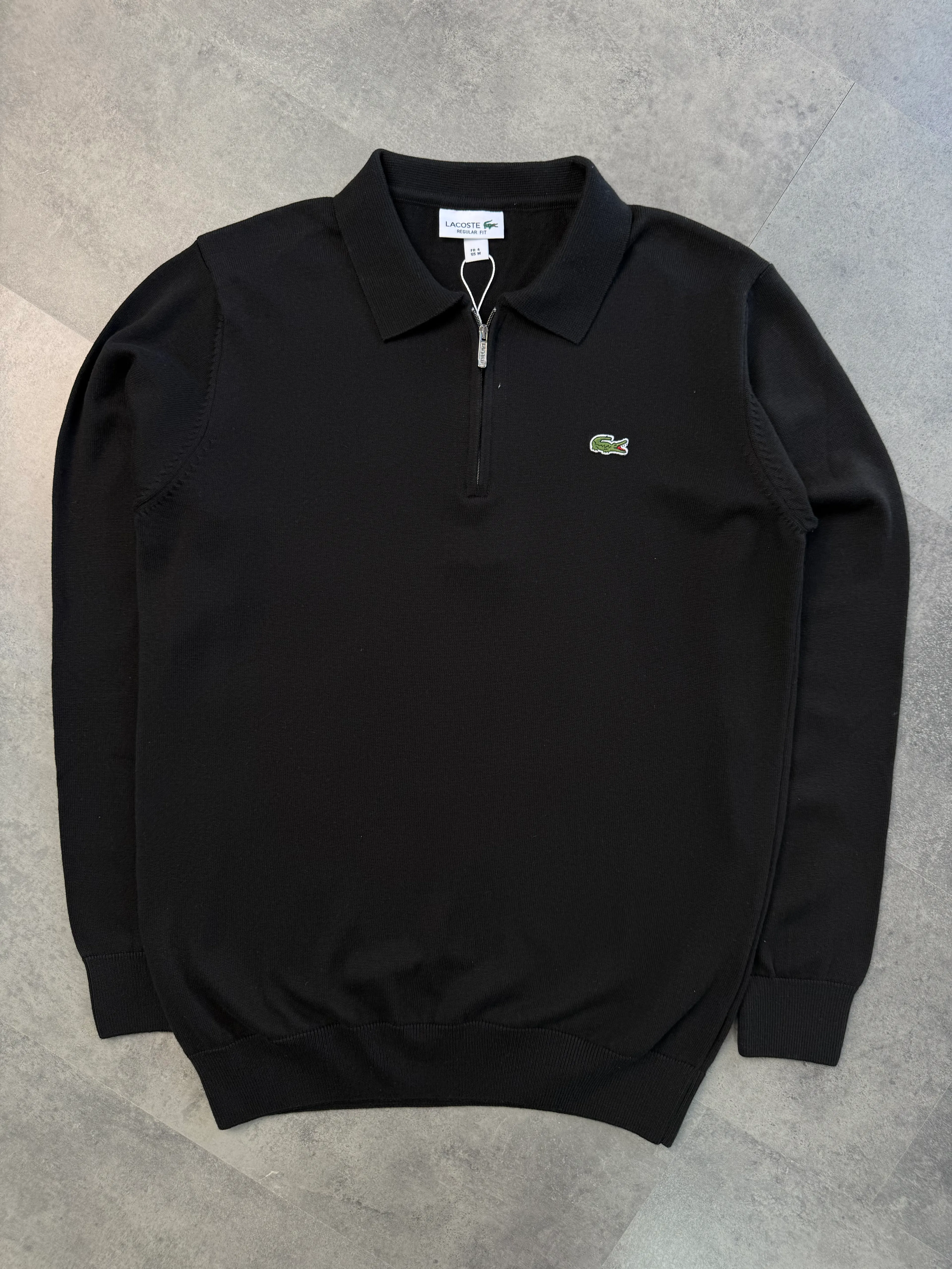 Yeni Sezon Classic Logo Yarım Fermualı Triko Sweatshirt - SİYAH