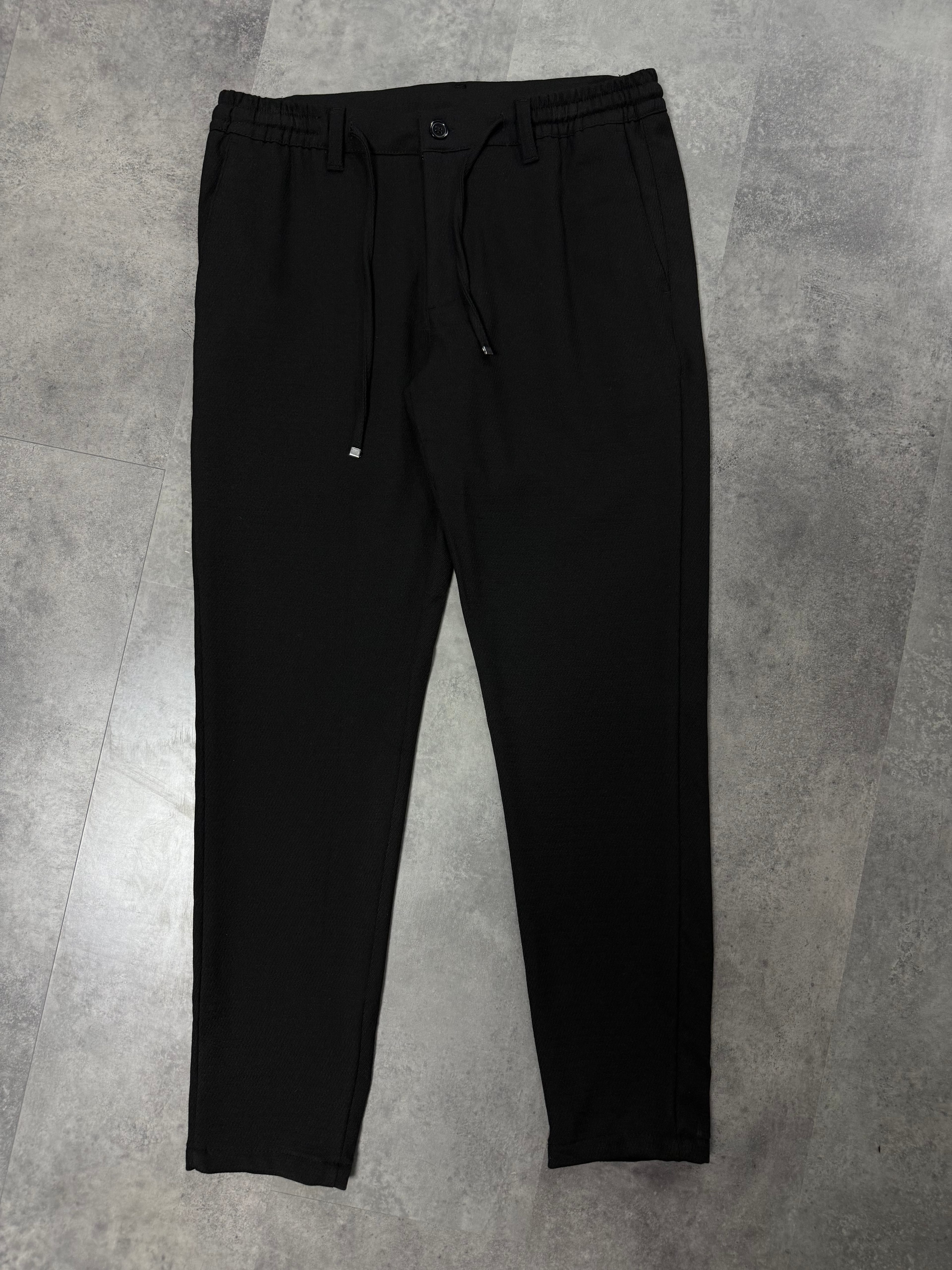 Yeni Sezon Özel Gofre Dokum Kumaş Pantalon - SİYAH