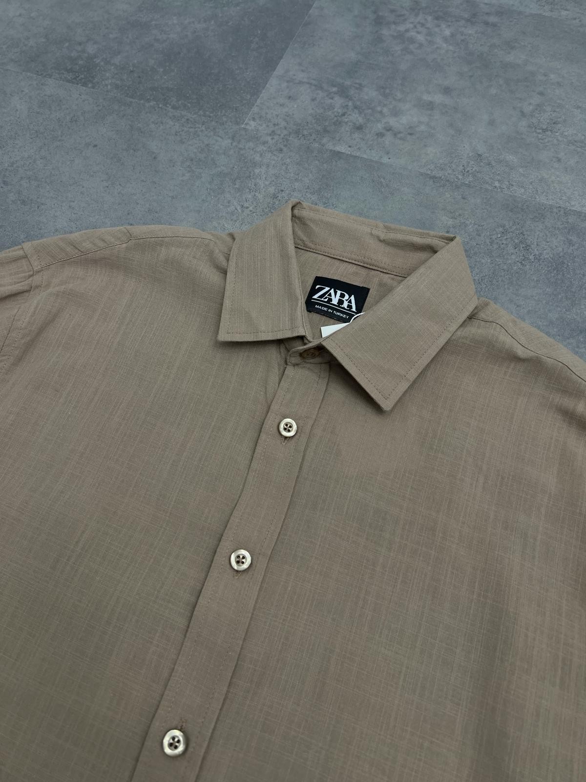 Yeni Sezon Keten Dark Cream Gömlek 