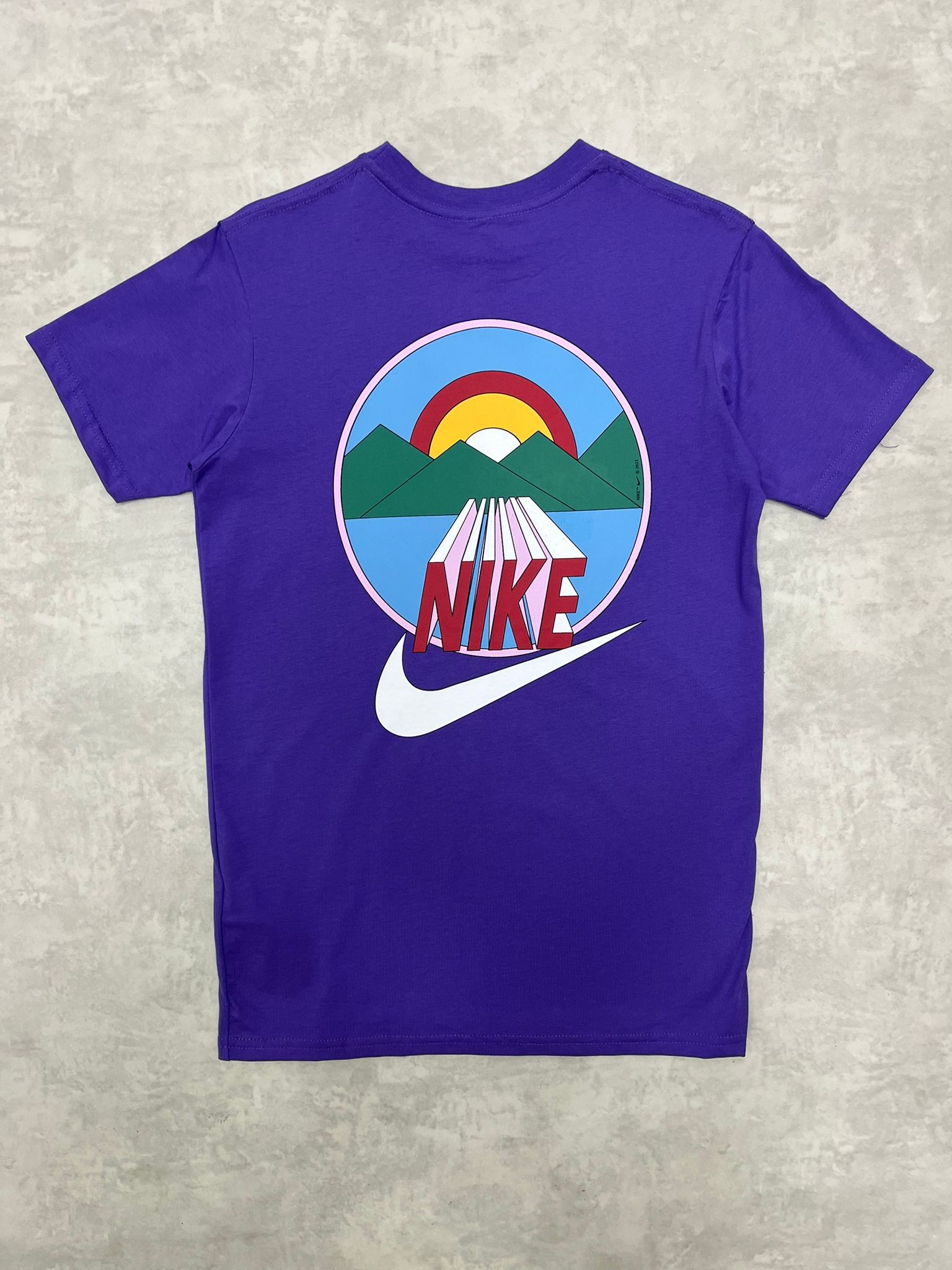 Back Print Rainbow Summer Color Models Purpel  T-shirt