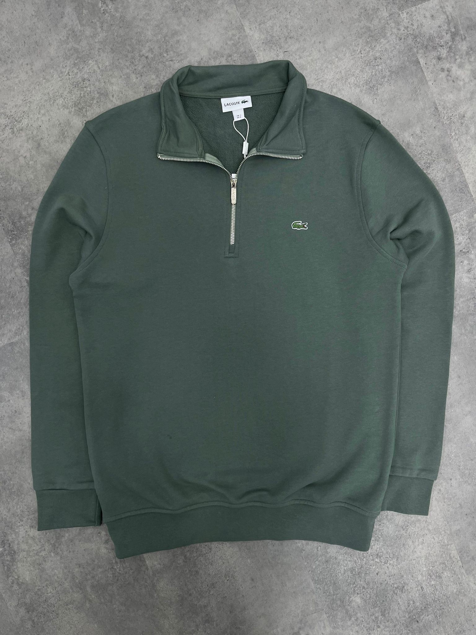 Yeni Sezon Üç İplik Şardonsuz Half Zip  Classic Mini Logo Sweatshirt - YEŞİL