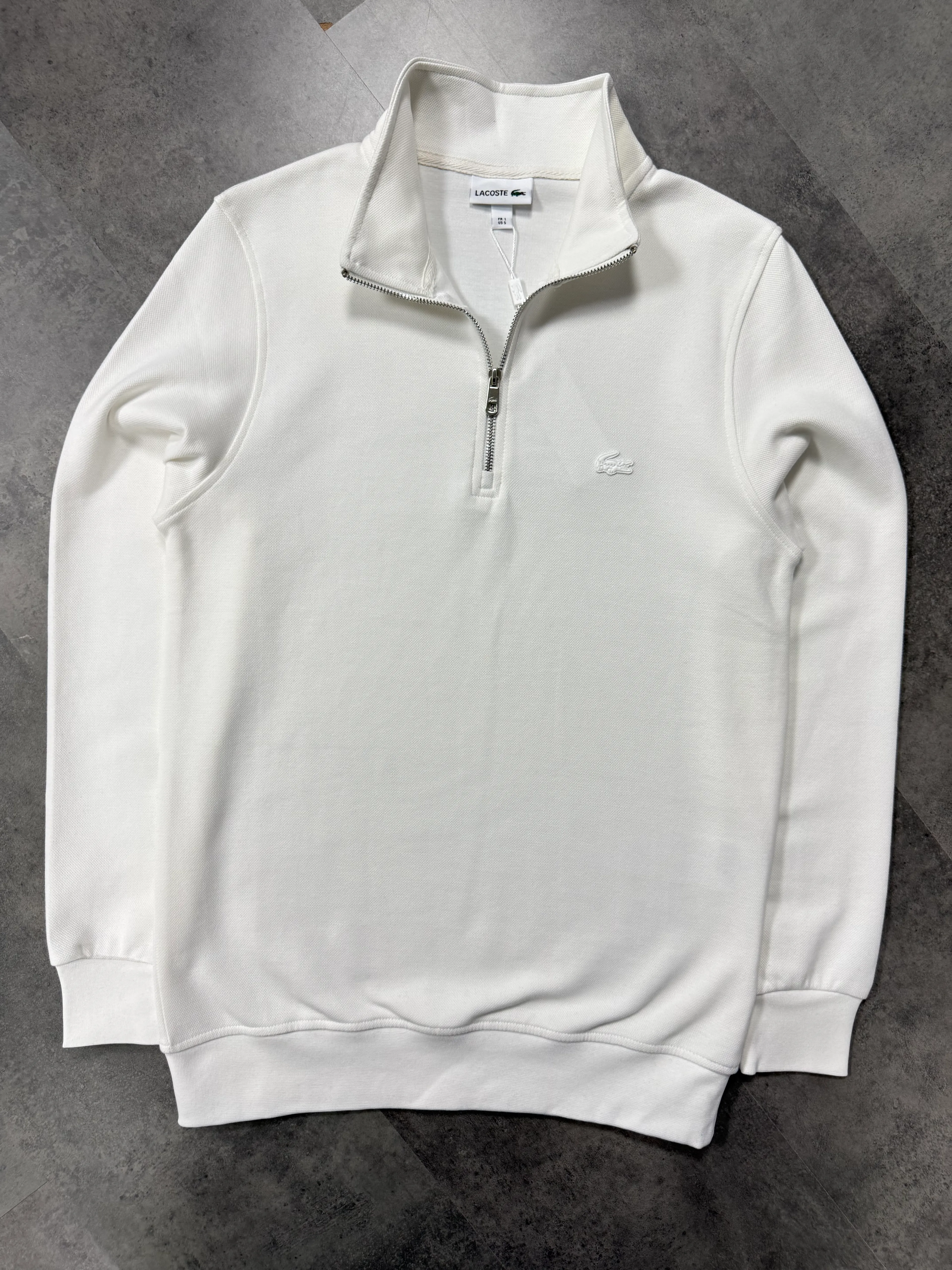 Yeni Sezon Classic Logo Yarım Fermualı Diogonel Sweatshirt - BEYAZ