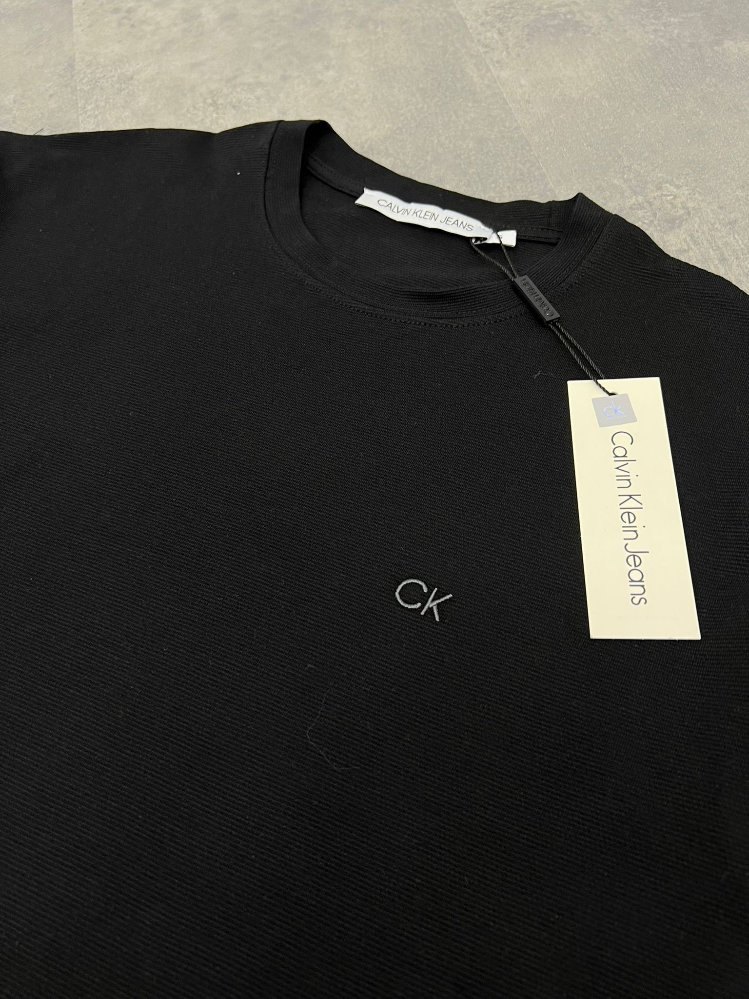 Yeni Sezon Basic Mini Logo Ottoman Kumaş Black T-shirt
