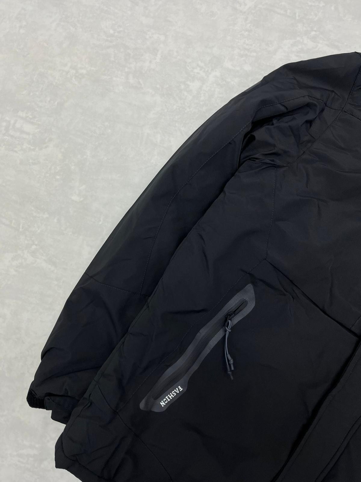 Classic Cep Detaylı İthal WaterProof Şişme Bel Destekli Black Termal Astarlı Mont