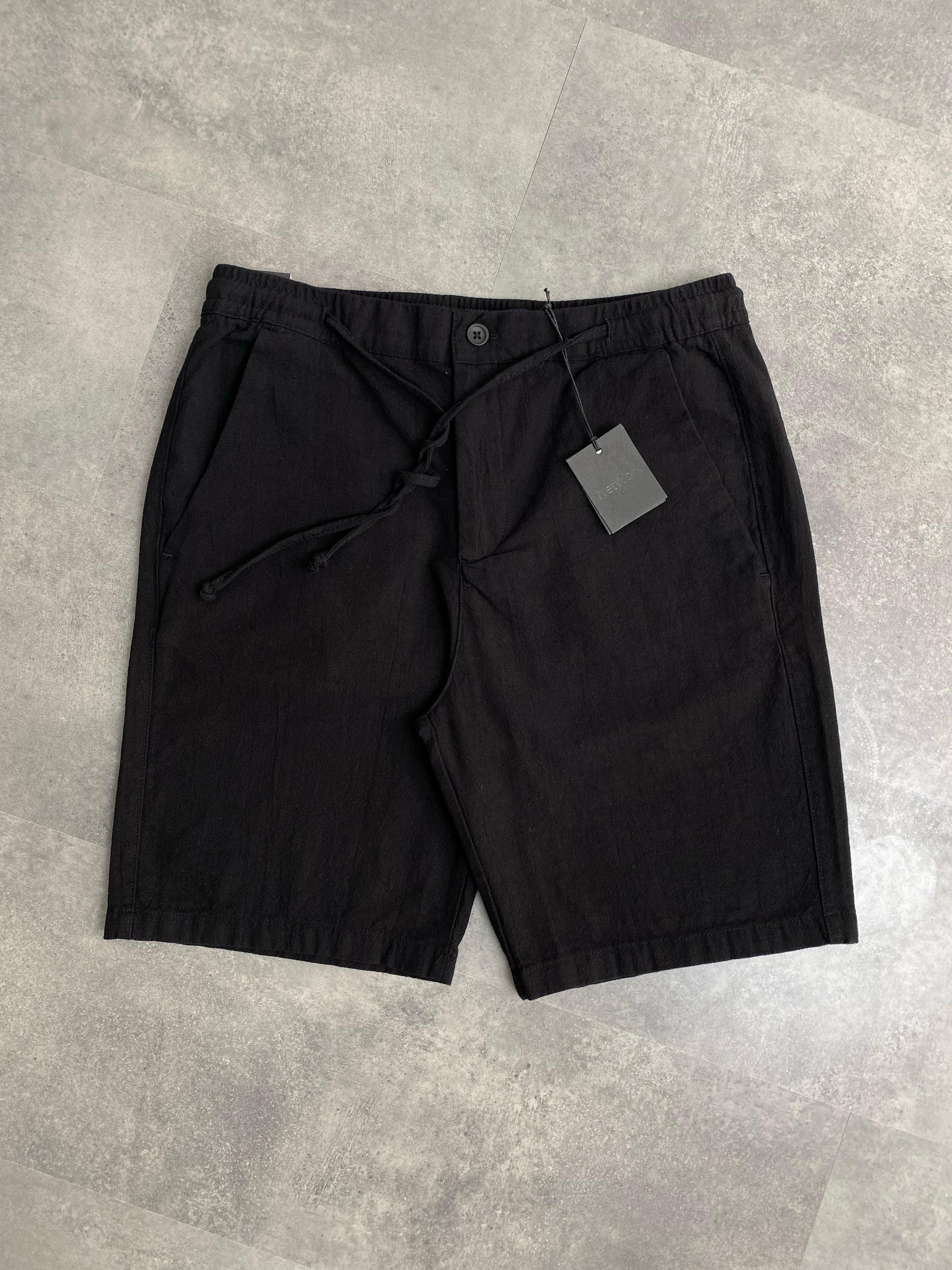 Yeni Sezon Casual Classic Keten Şort - SİYAH