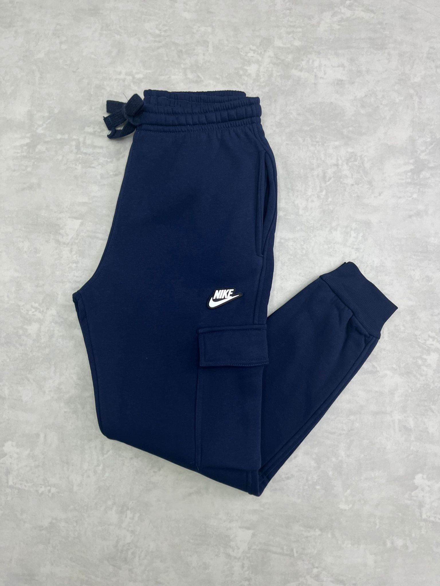 Yeni Sezon Patch Logo Üç İplik Şardonlu Kışlık Navy Blue Eşofman Altı