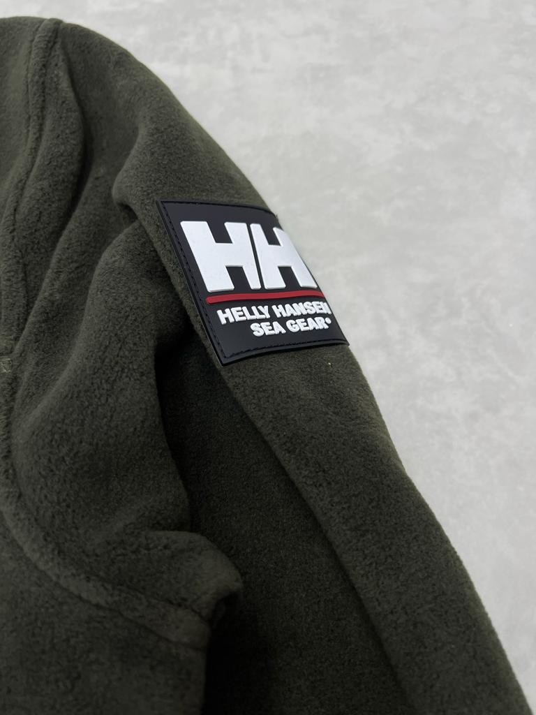 Full Zip Classic Kol Detaylı Haki  Polar
