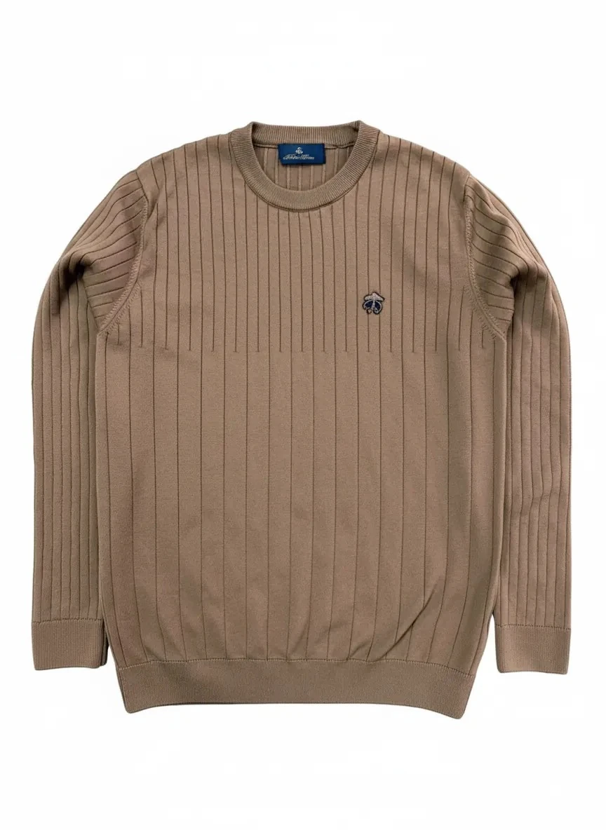 Yeni Sezon Özel Örgü Mini Logo Triko - KAHVERENGİ