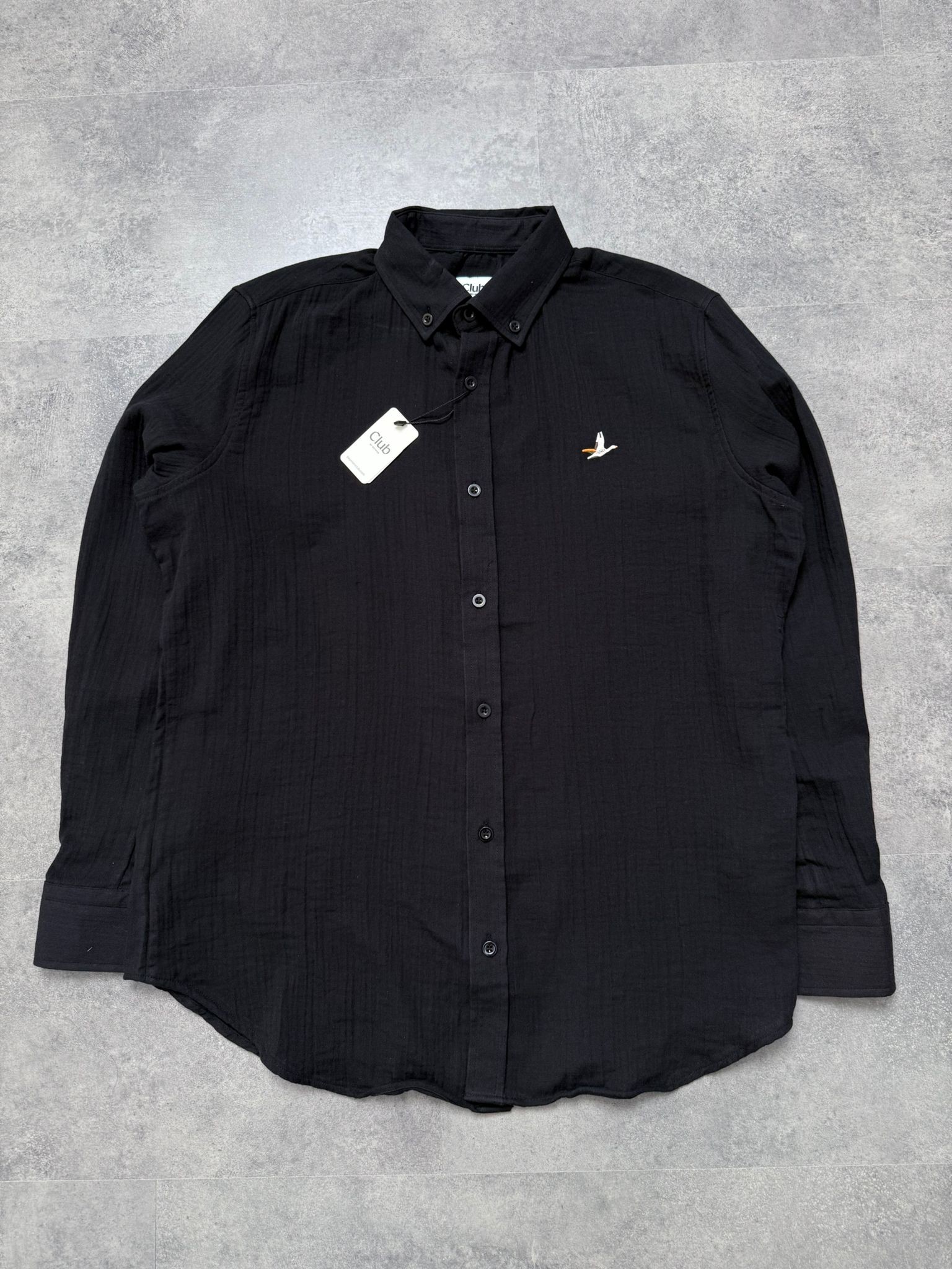 Yeni Sezon Classic Casual Basic Müslin Gömlek - SİYAH