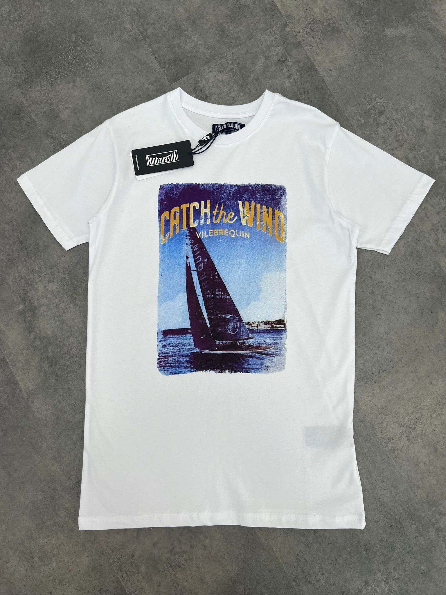 Yeni sezon Print Fish Ocean Catch the Wind White T-shirt