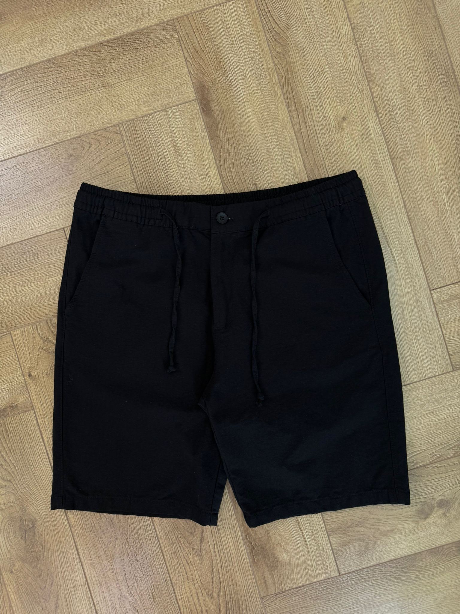 Yeni Sezon Casual Basic  Keten Şort - SİYAH