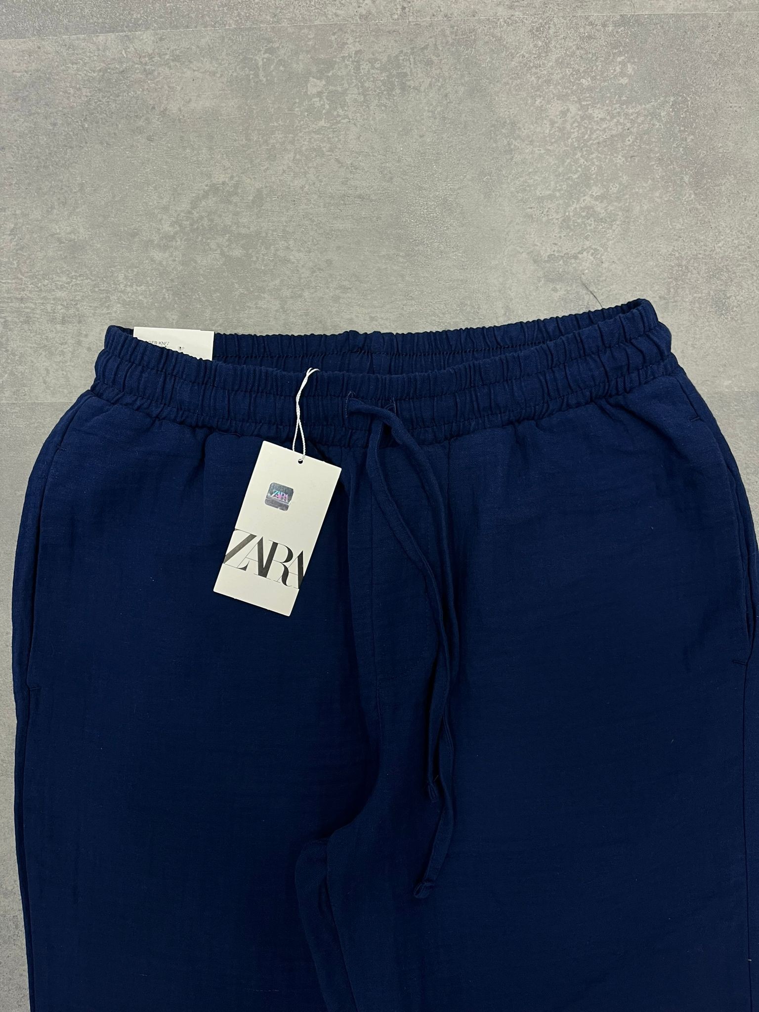 Yeni Sezon Keten Pamuk Rahat Navy Blue Pantalon