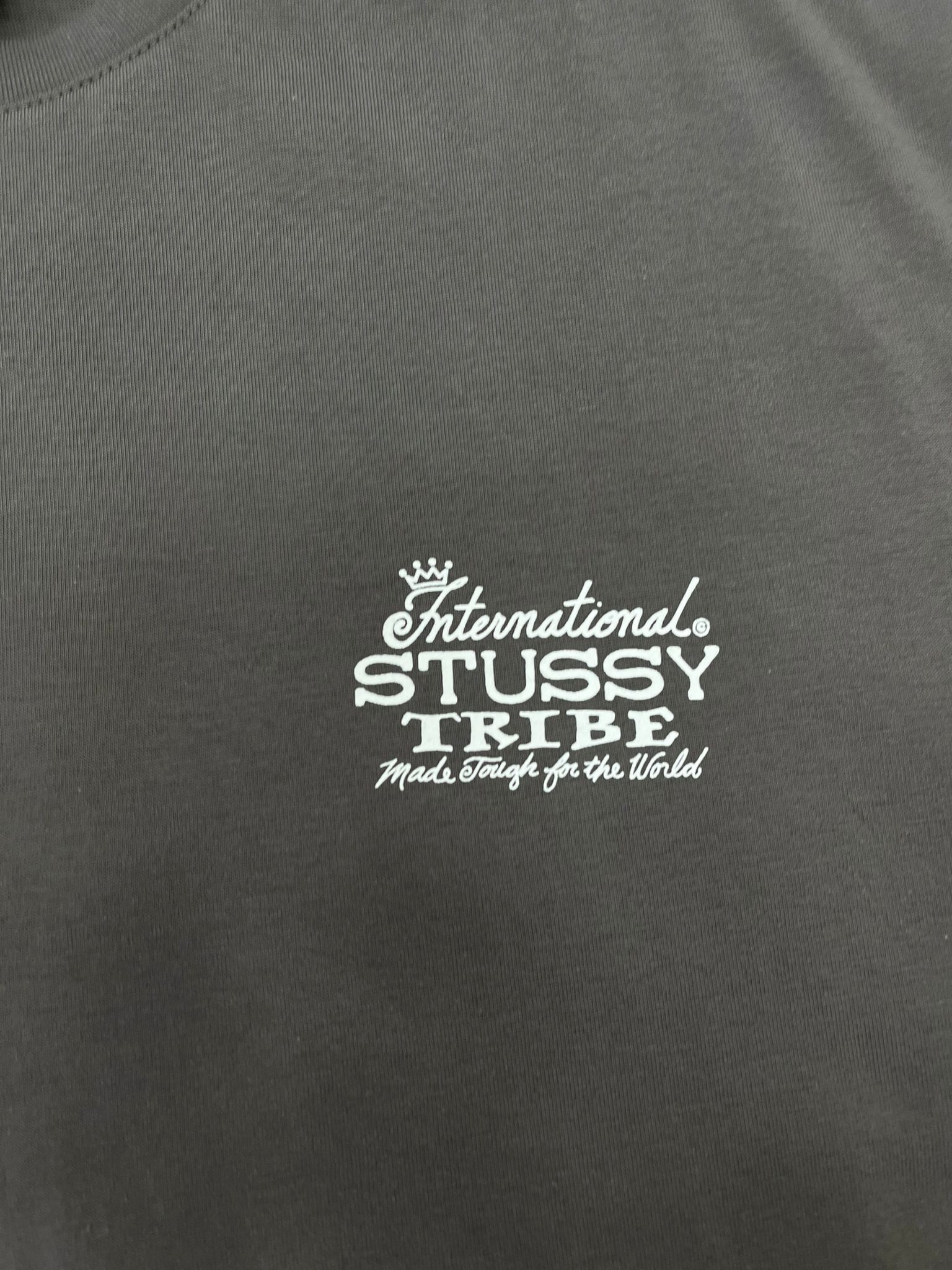 Yeni Sezon Stussy Back To Print Trıbe Antrasit  Relax Fit T-shirt