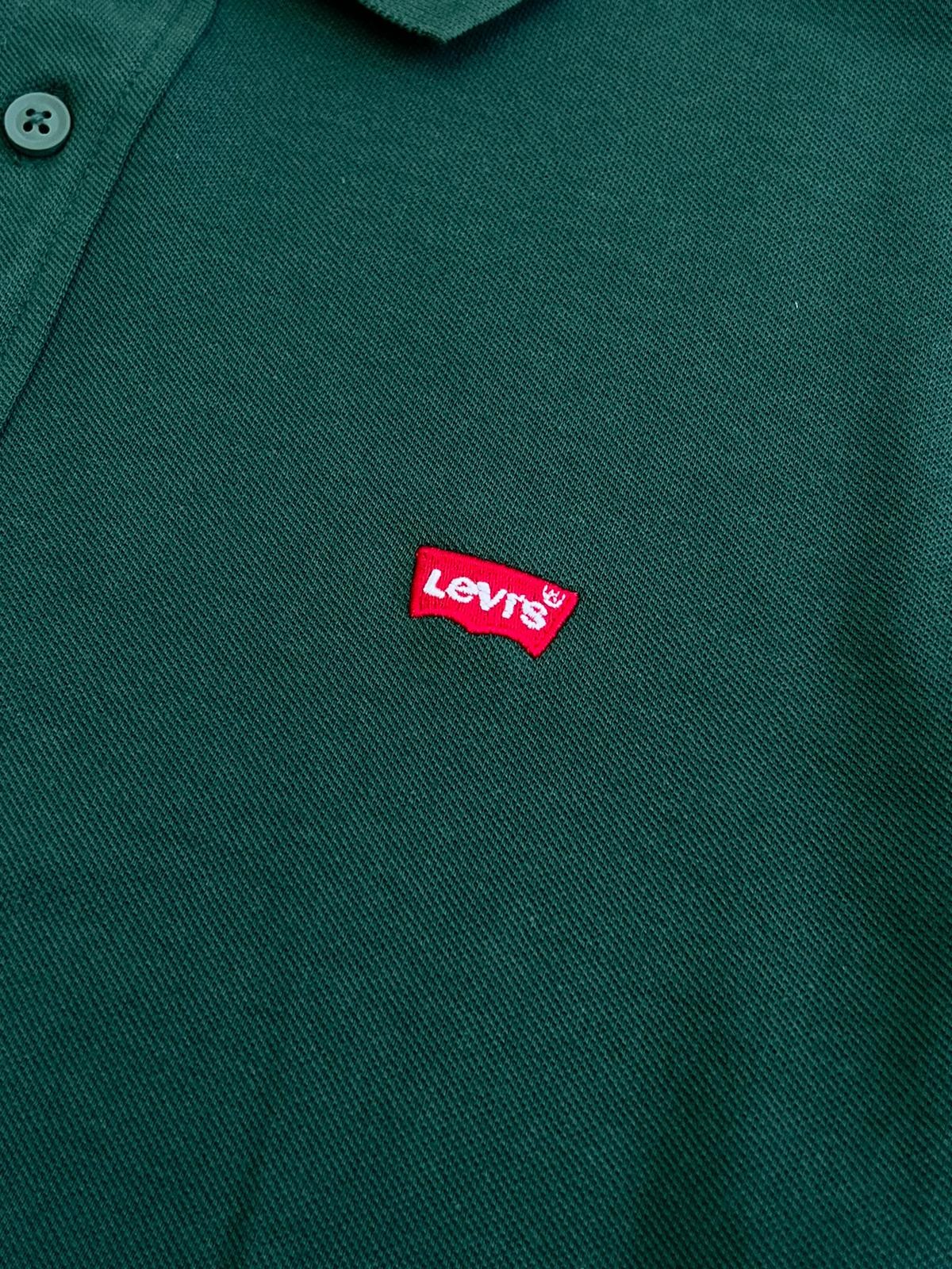 Classic Logo Basic Green Uzun Kol Polo Yaka Sweatshirt 