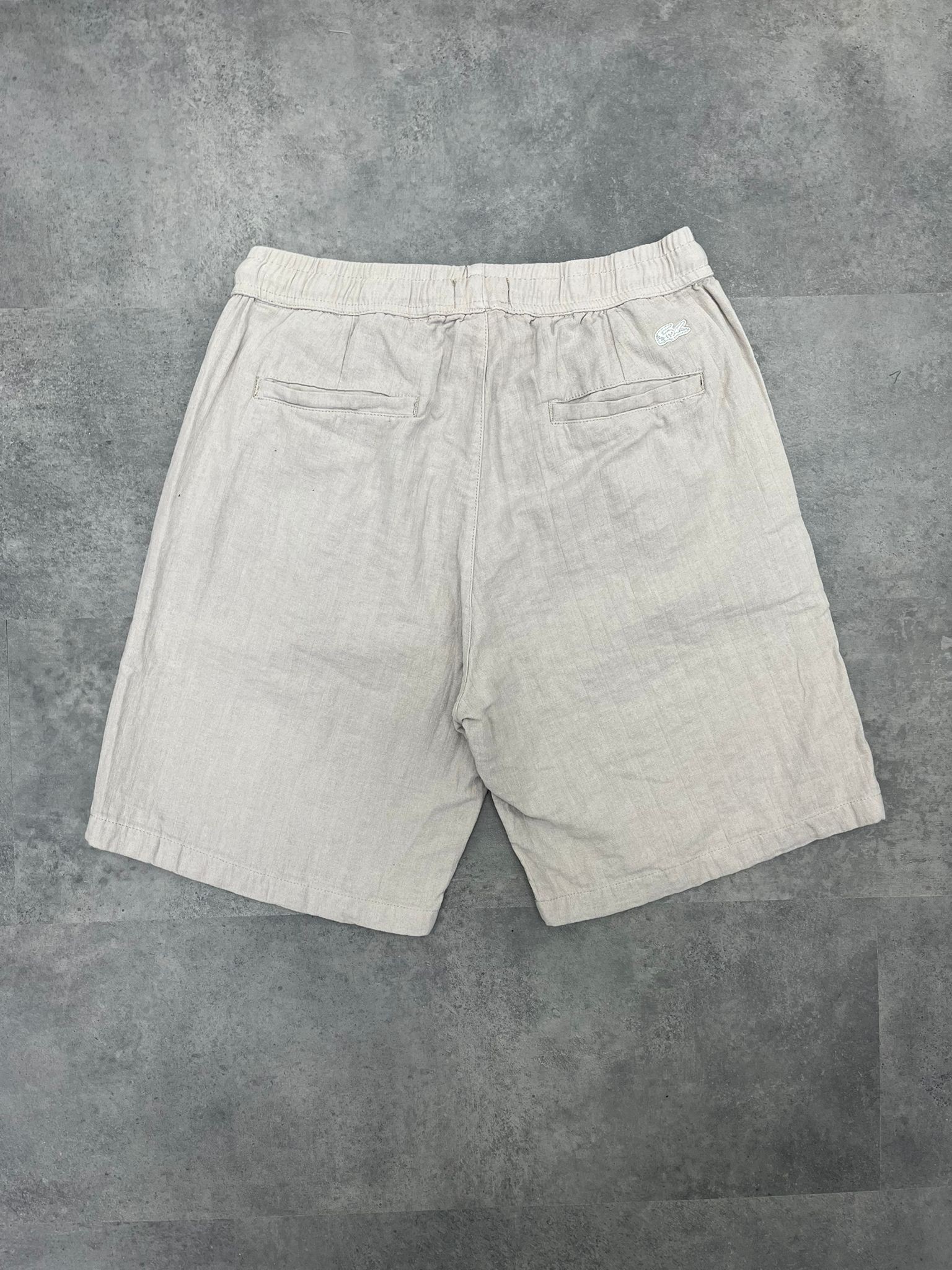 Yeni Sezon Basic Keten Cream Lastikli Şort