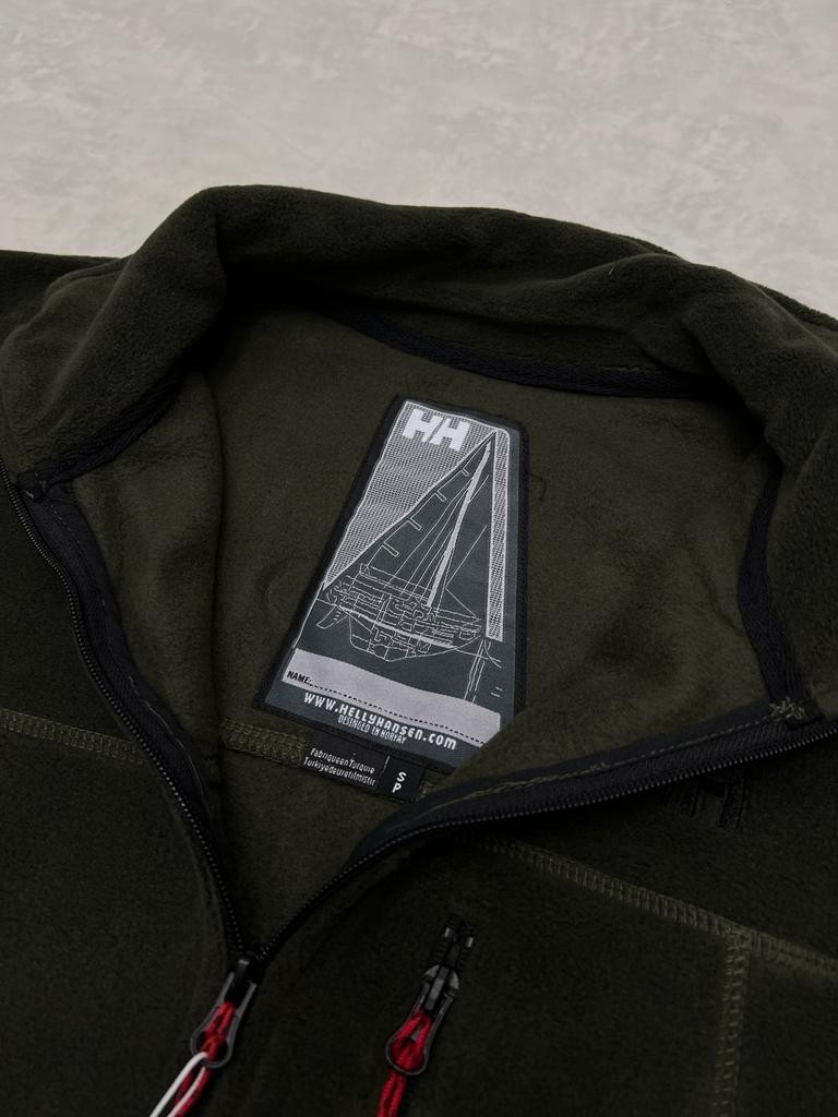 Full Zip Classic Kol Detaylı Haki  Polar