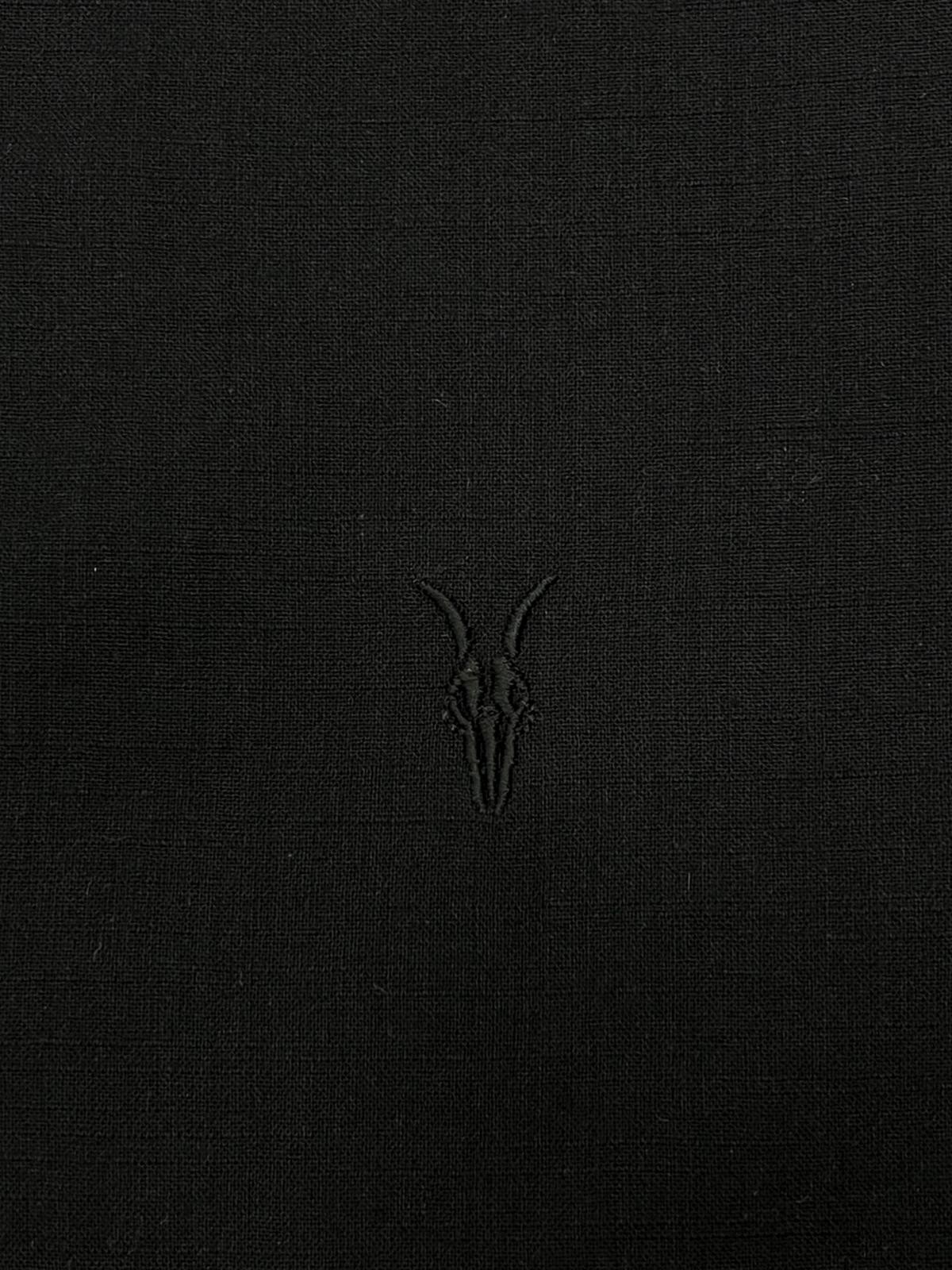 Yeni Sezon Basic Mini Logo Yarım Kollu Keten Black Gömlek