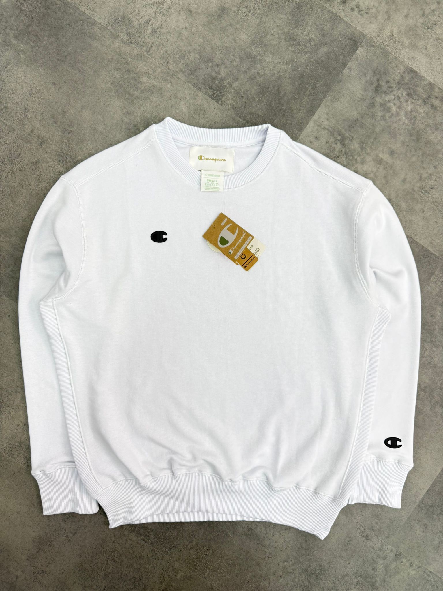 Yeni Sezon Basic Mini Logo Classic Sweatshirt - BEYAZ