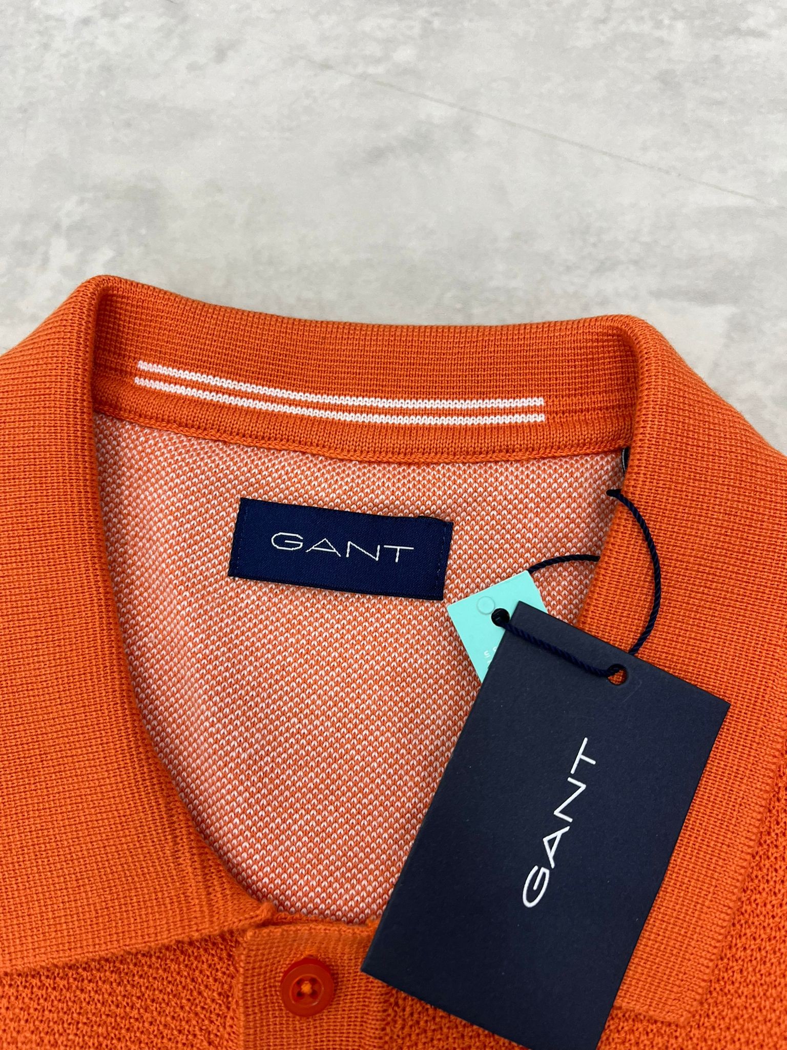 Yeni Classic Basic Logo Örgü Triko Kumaş Polo Yaka Turuncu Sweatshirt 
