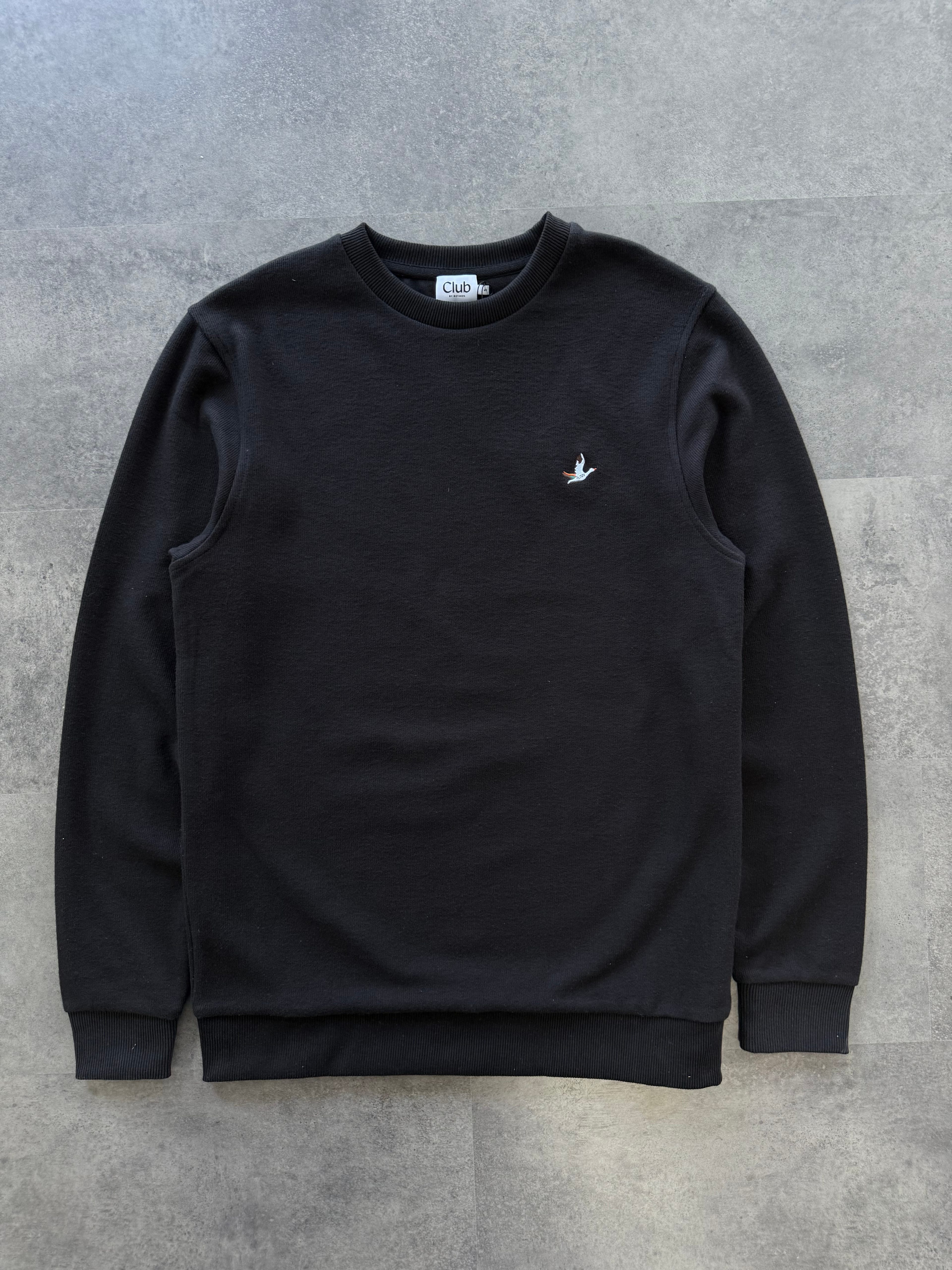 Yeni Sezon Premium Basic Mini Logo Selanik Sweatshirt - SİYAH