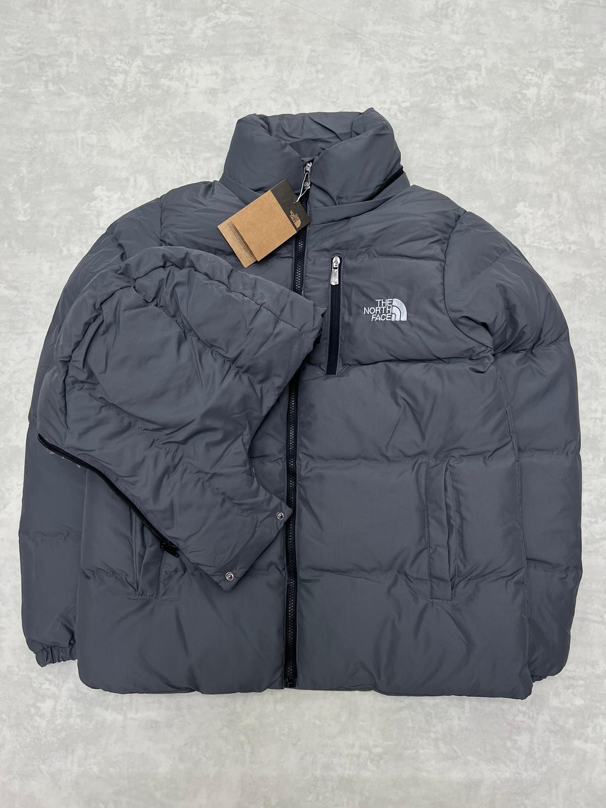 Yeni Sezon Water Proof Full Dolum Kapşonlu Gray  Mont