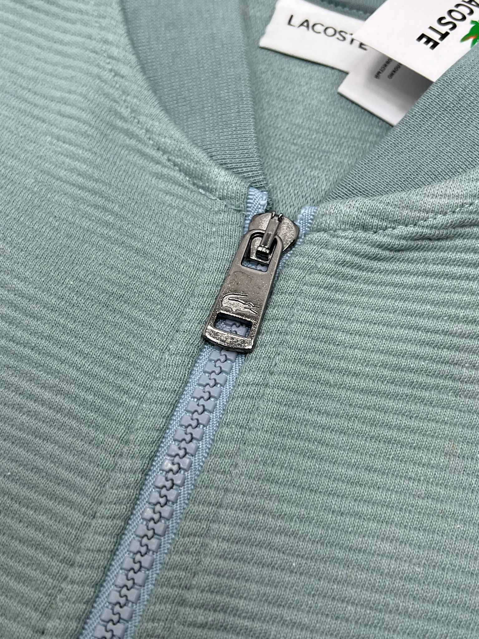 Limited Edition Tam Fermuarlı Yatay Çizgili Water Green Ceket