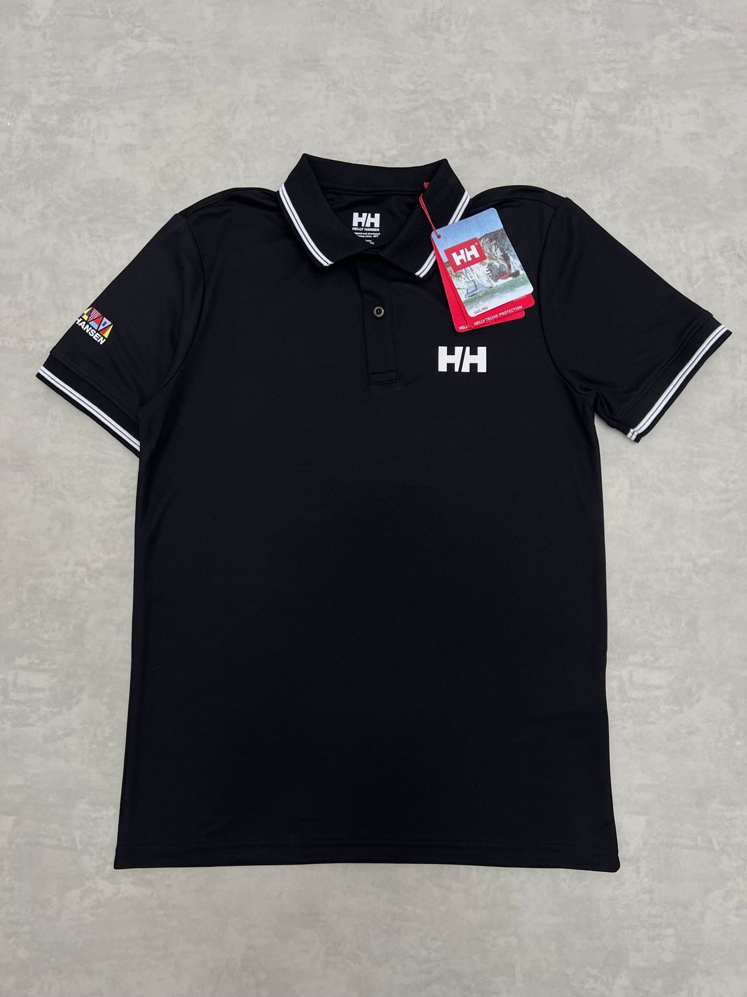 Kol Detaylı Model  Clima Cool (Nefes Alan) Polo Yaka Black T-shirt