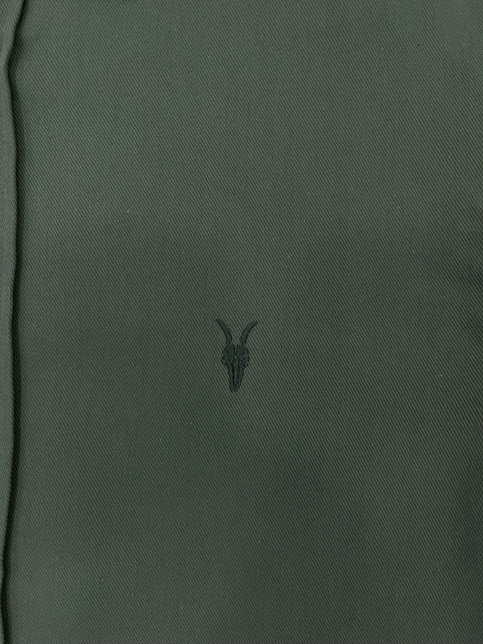 Yeni Sezon Basic Mini Logo Ton To Tone Gabardin Kışlık Gömlek - YEŞİL