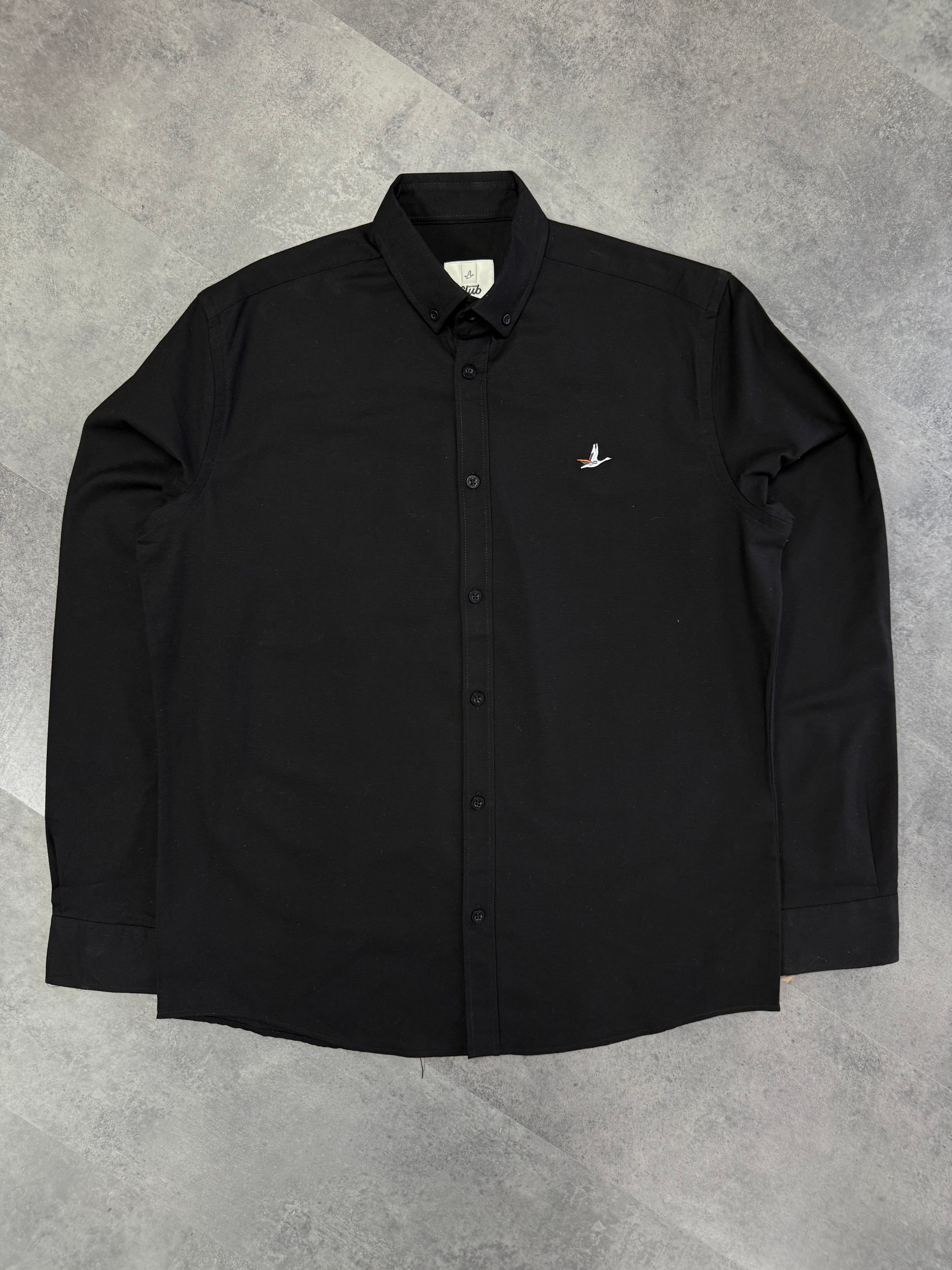 Yeni Sezon Basic Mini Logo Pamuk Kışlık Gömlek - SİYAH