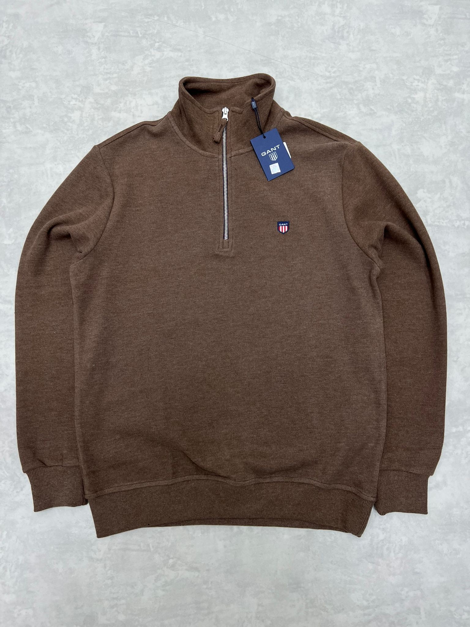 Yeni Sezon Regular Yarım Fermuarlı Selanik Kumaş Brown Sweatshirt