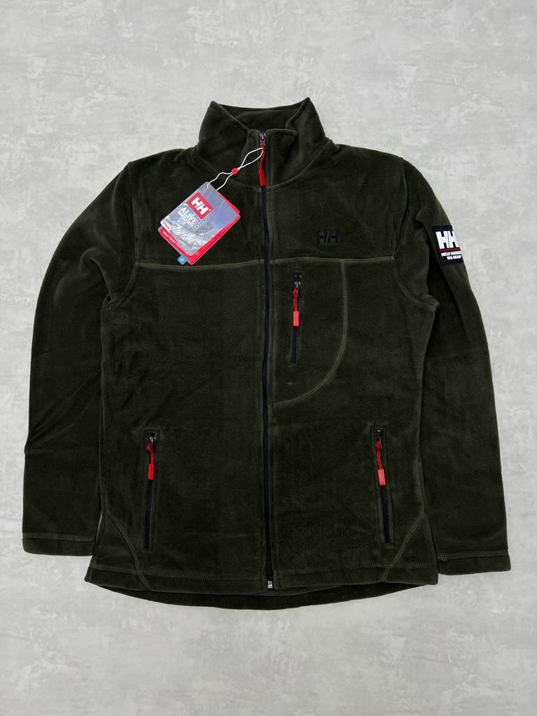 Full Zip Classic Kol Detaylı Haki  Polar