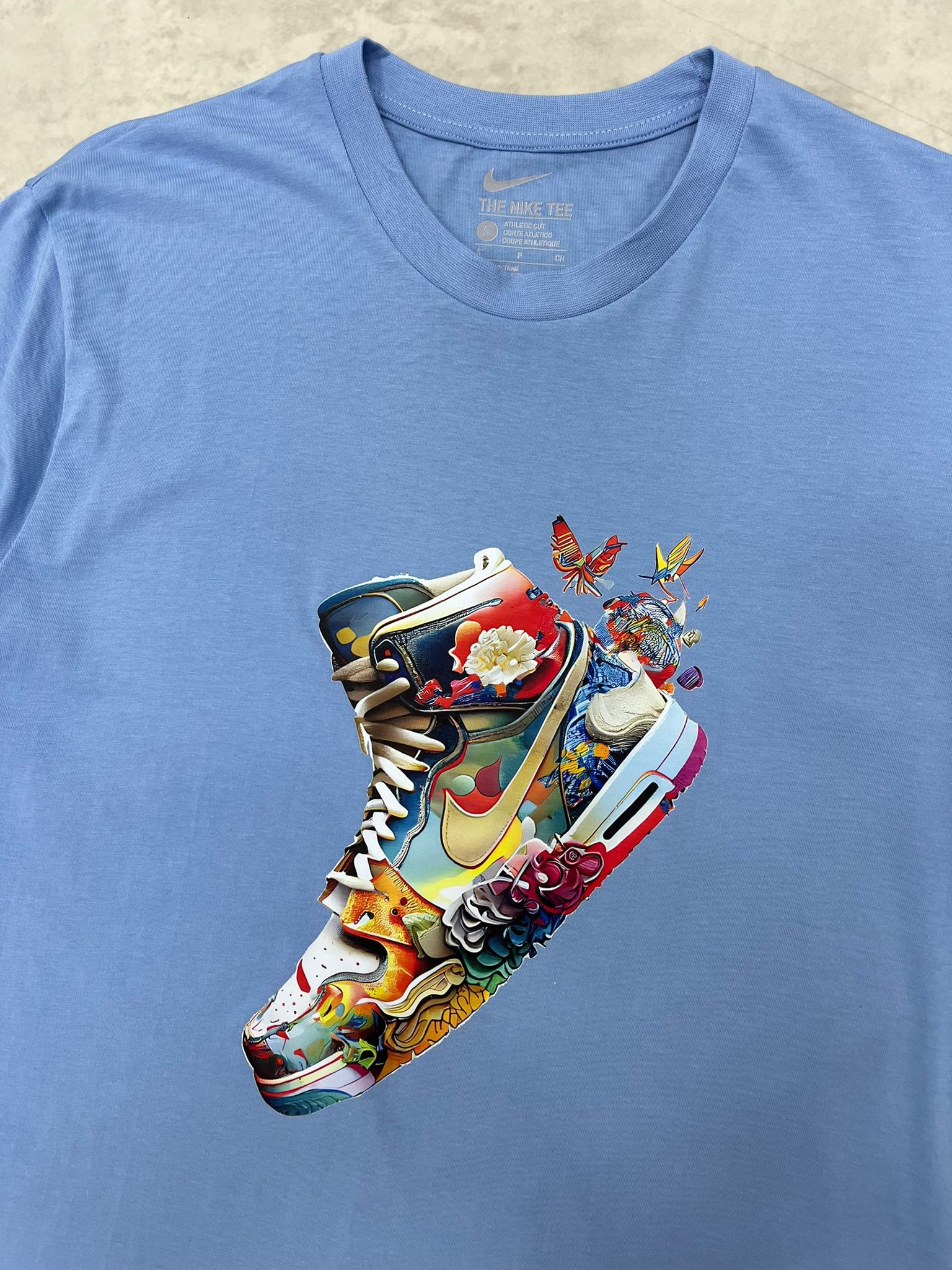 Air Jordan Shoes Flowers Edition Print Light Blue T-shirt