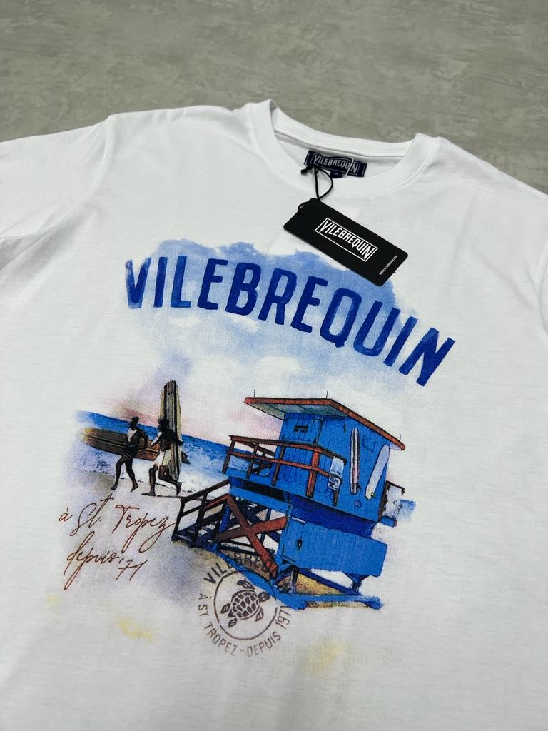 Beach Print  White T-shirt