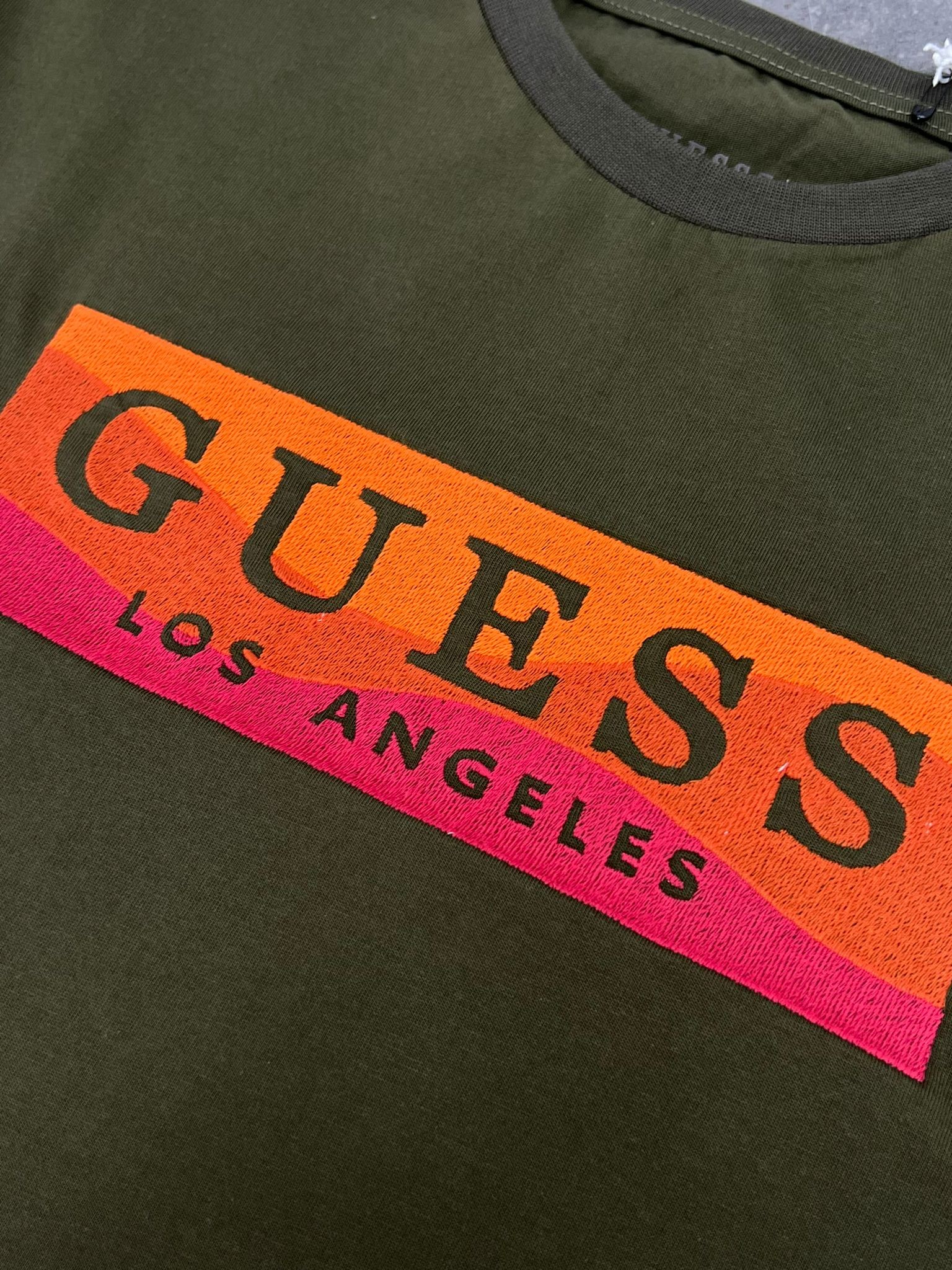 Yeni Sezon Los Angeles Full Nakış Logo Haki T-shirt