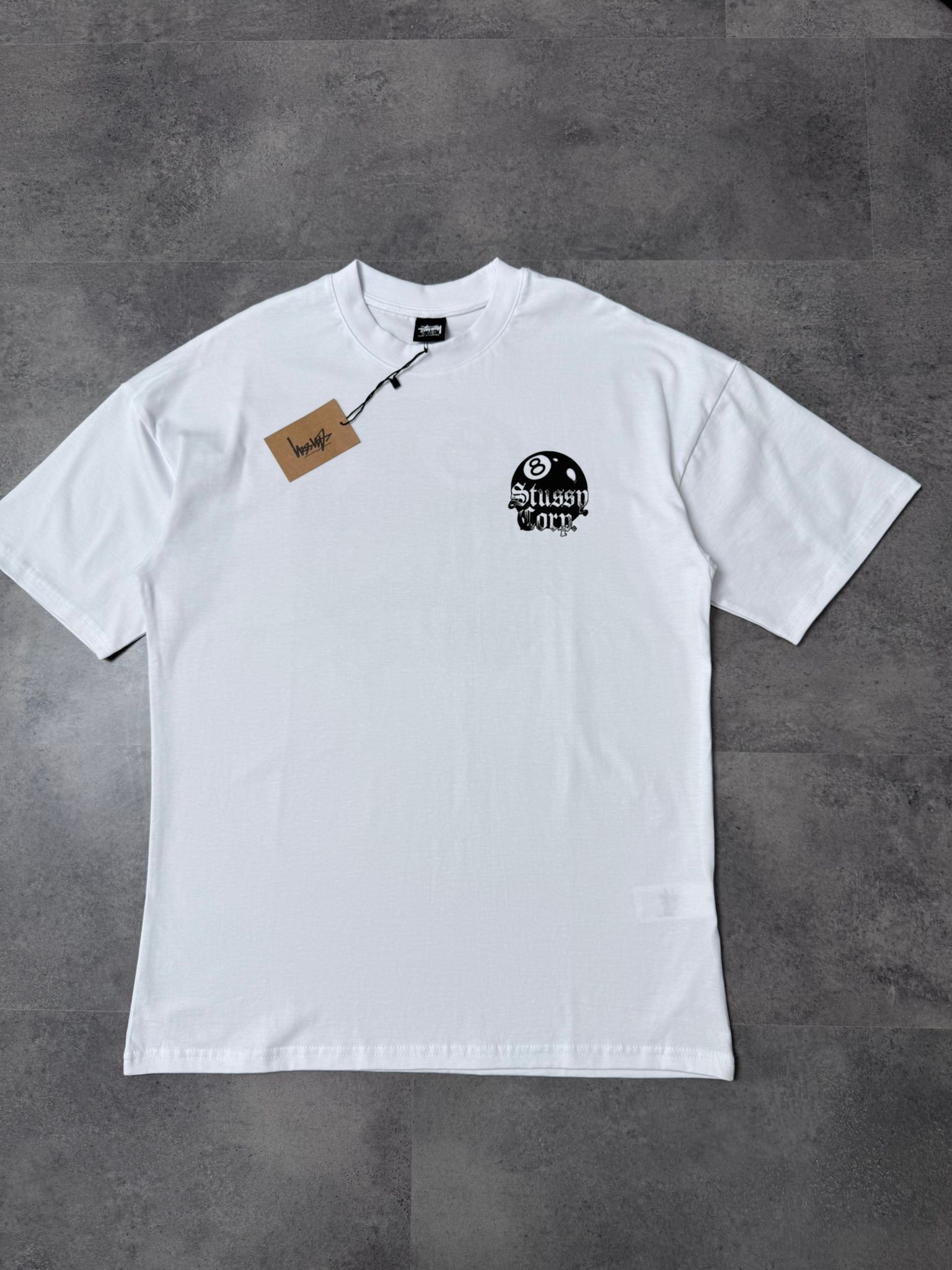 Yeni Sezon Stussy Corp 8 White Relax Fit T-shirt