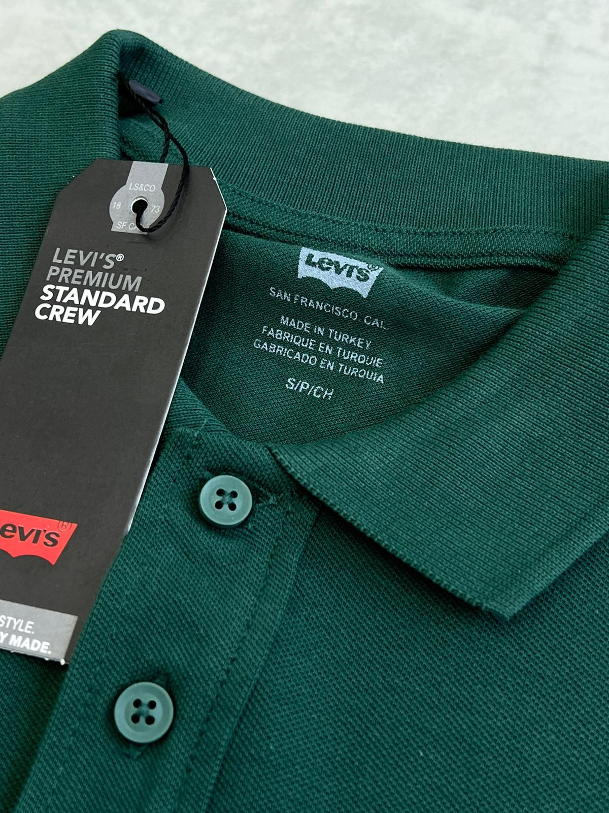 Classic Logo Basic Green Uzun Kol Polo Yaka Sweatshirt 