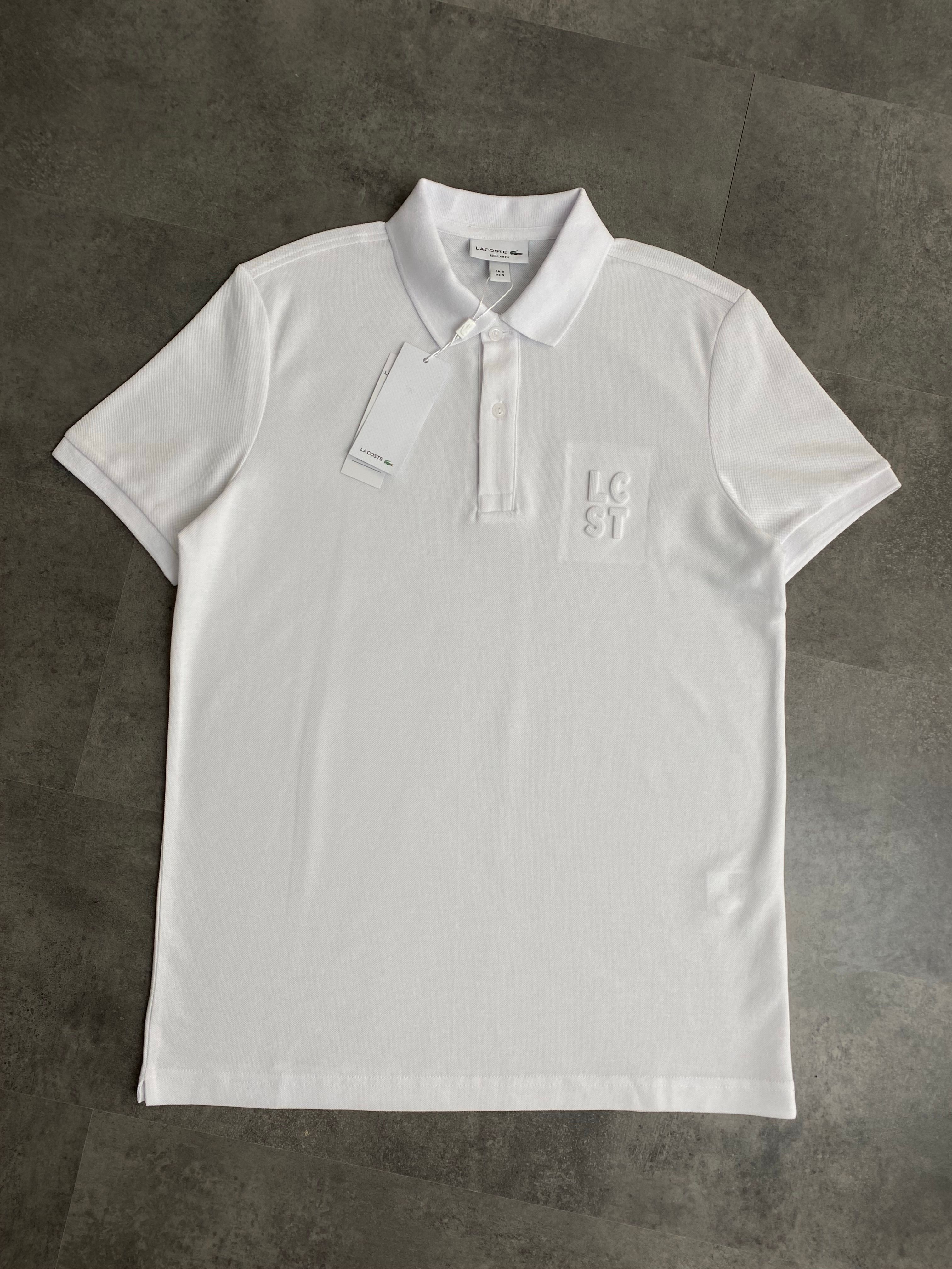 Yeni Sezon Embossed Logo Pamuk Pike Polo Yaka T-shirt - BEYAZ