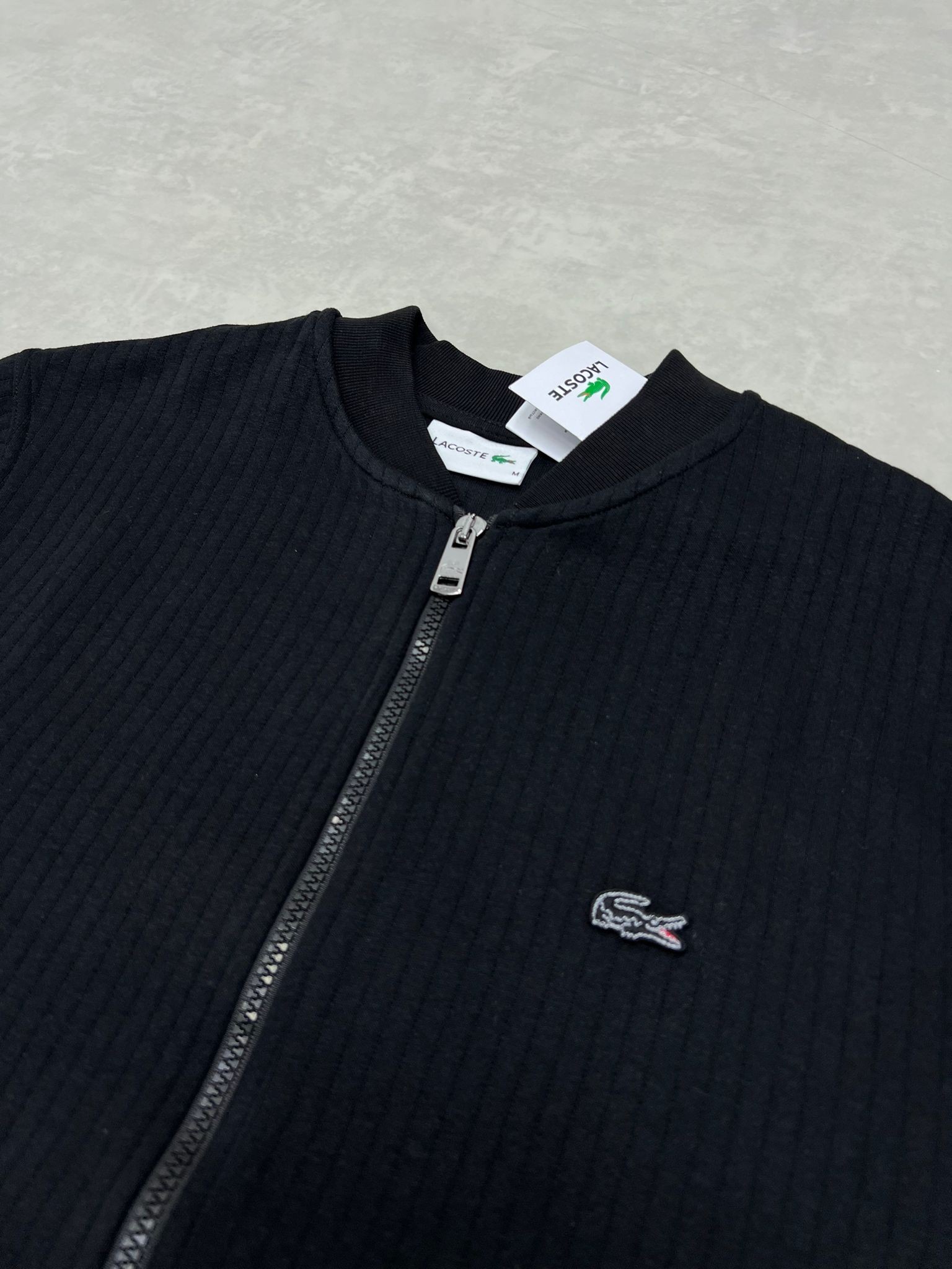 Limited Edition Tam Fermuarlı Dikey Çizgili Black Ceket