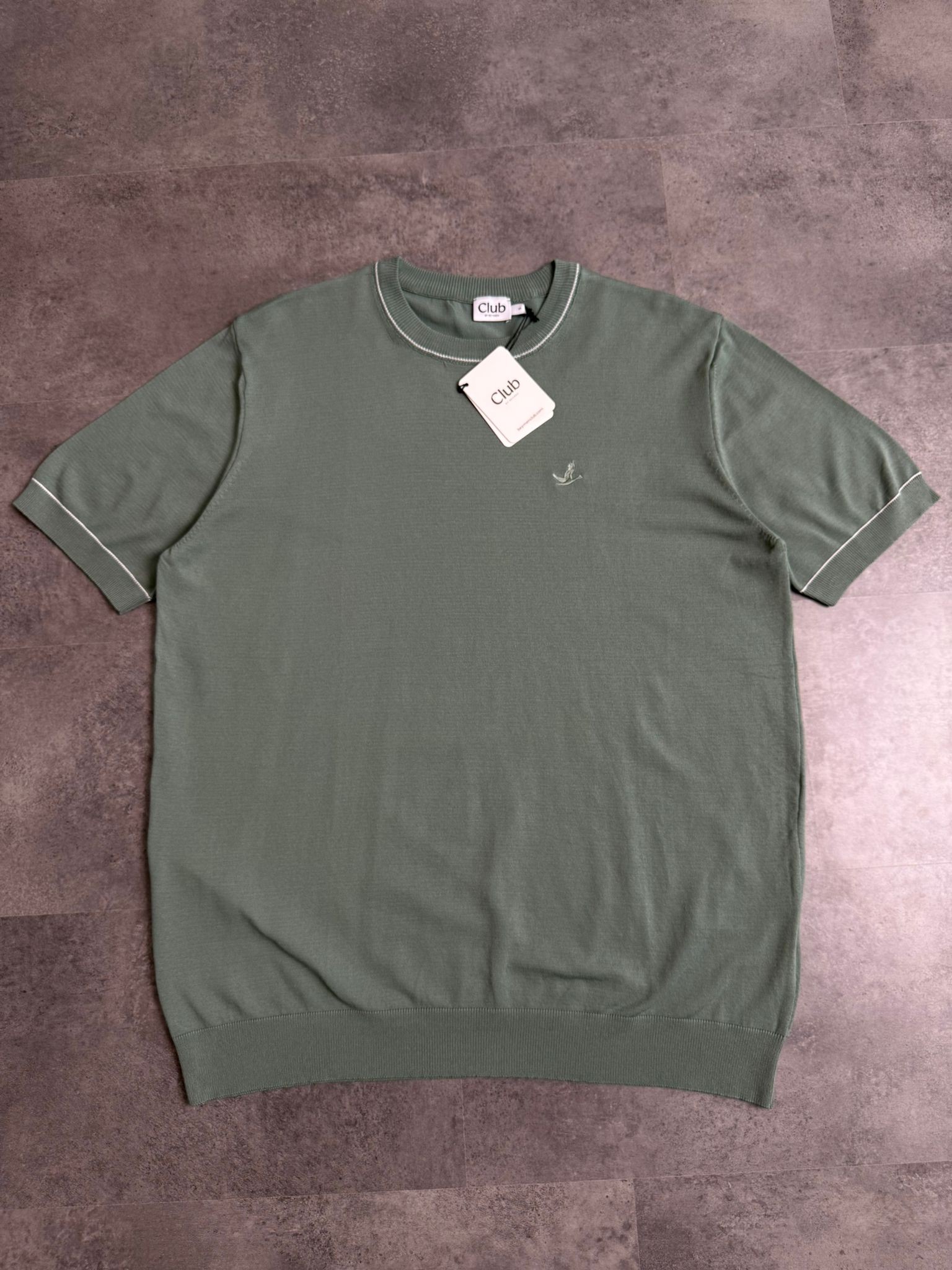 Yeni Sezon Yaka Detaylı Triko T-shirt - HAKİ