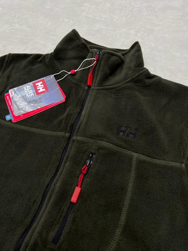 Full Zip Classic Kol Detaylı Haki  Polar