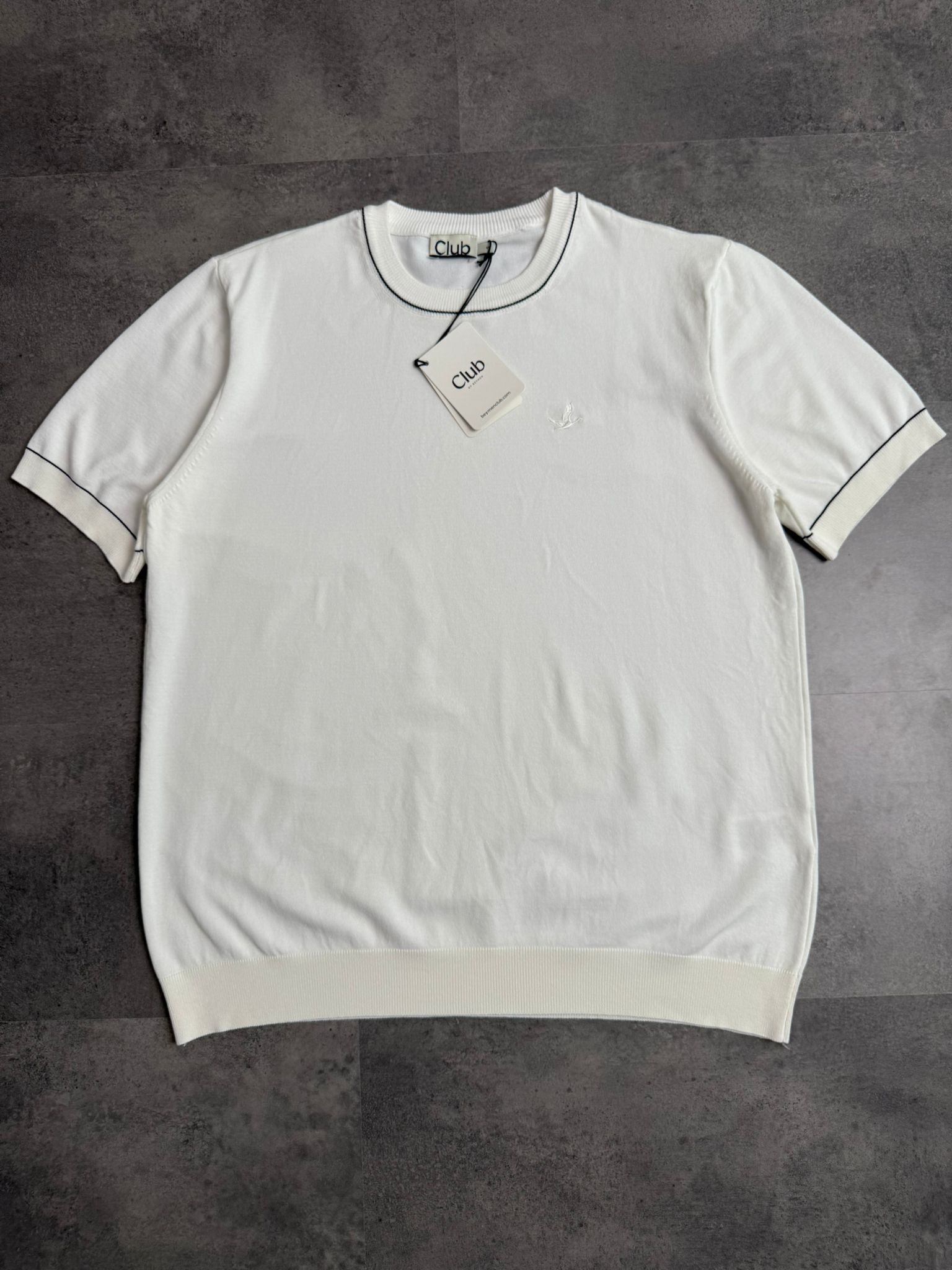 Yeni Sezon Yaka Detaylı Triko T-shirt - BEYAZ