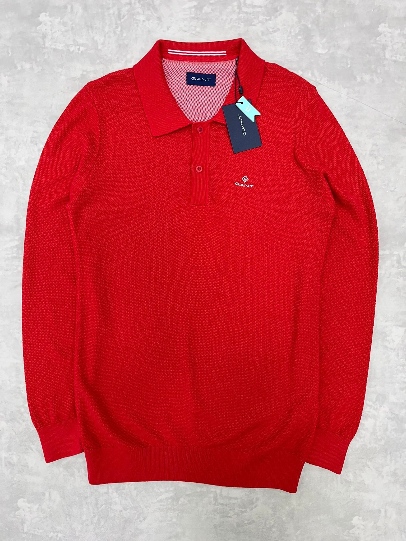 Yeni Classic Basic Logo Örgü Triko Kumaş Polo Yaka Red Sweatshirt 
